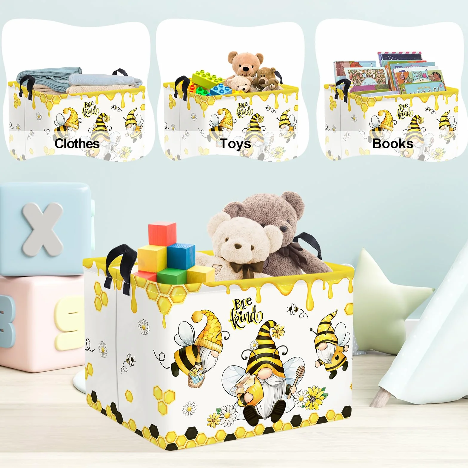 Clastyle Składany Kosz na Pranie dla Dzieci z Pokrywką 40x30x30 cm