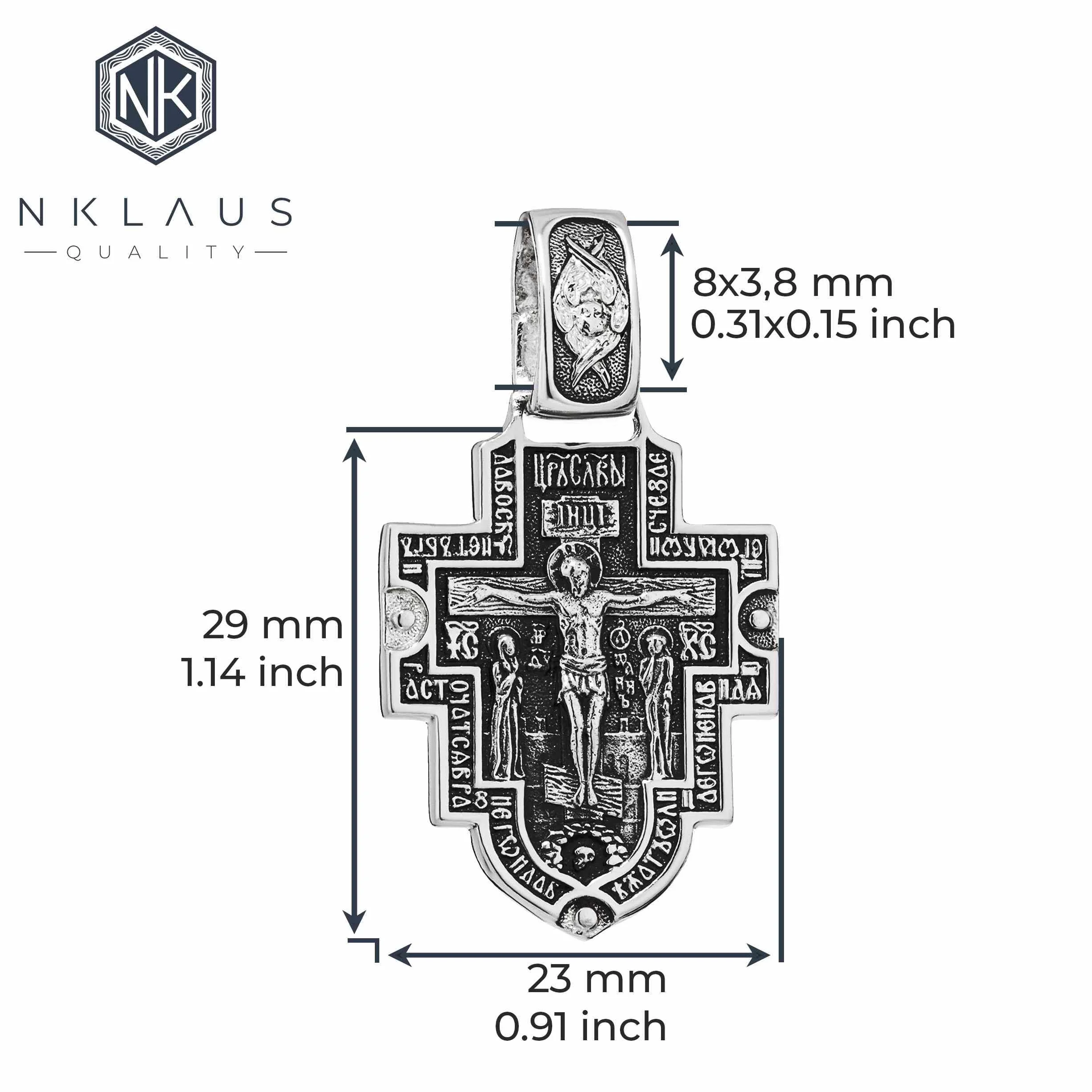 NKlaus Exquisiter zawieszka do łańcuszka ze srebra próby 925, krucyfiks, 29 x 23 mm, elegancja w szczegółach 15470, Srebro