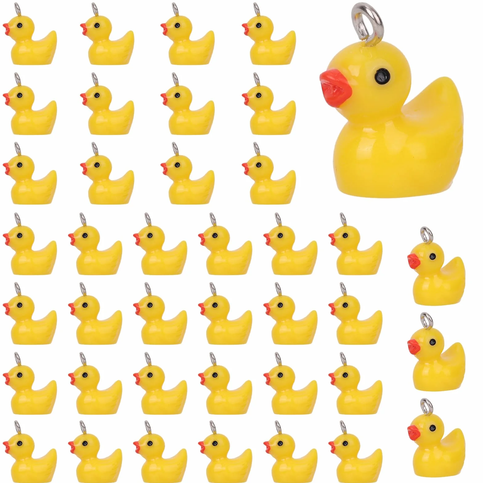 Tinoaly 40 Sztuk Mini Żywiczne Kaczki, Małe Żółte Kaczki Charms z Górnymi Pierścieniami Maleńkie Żywiczne Miniaturowe Zawieszki Zwierzęce Akcesoria dla Kobiet Tworzenia Biżuterii Naszyjnik