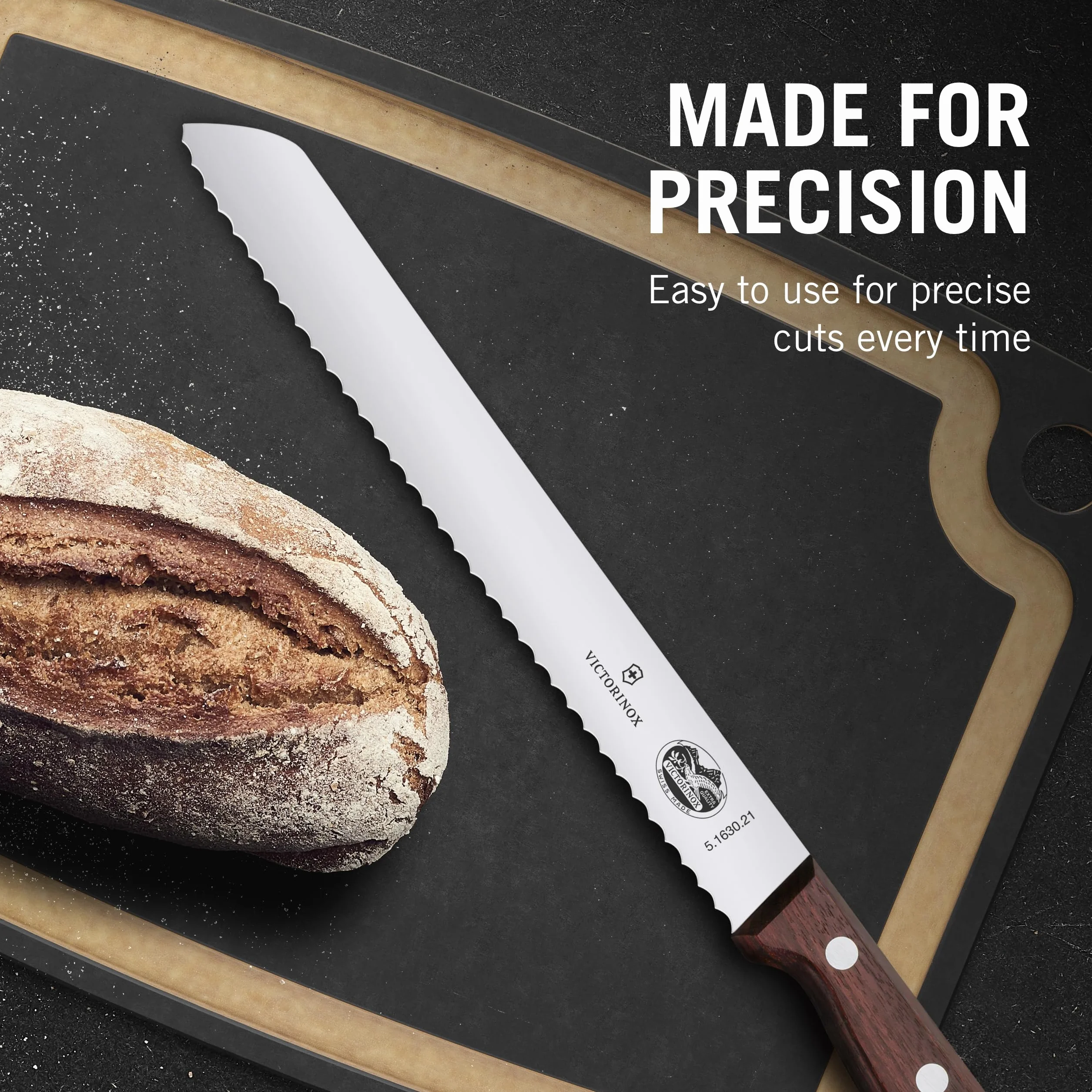 Victorinox Brotmesser 5.1630.21G Holzgriff Braun Extra scharfe Klinge Wellenschliff Made in Switzerland