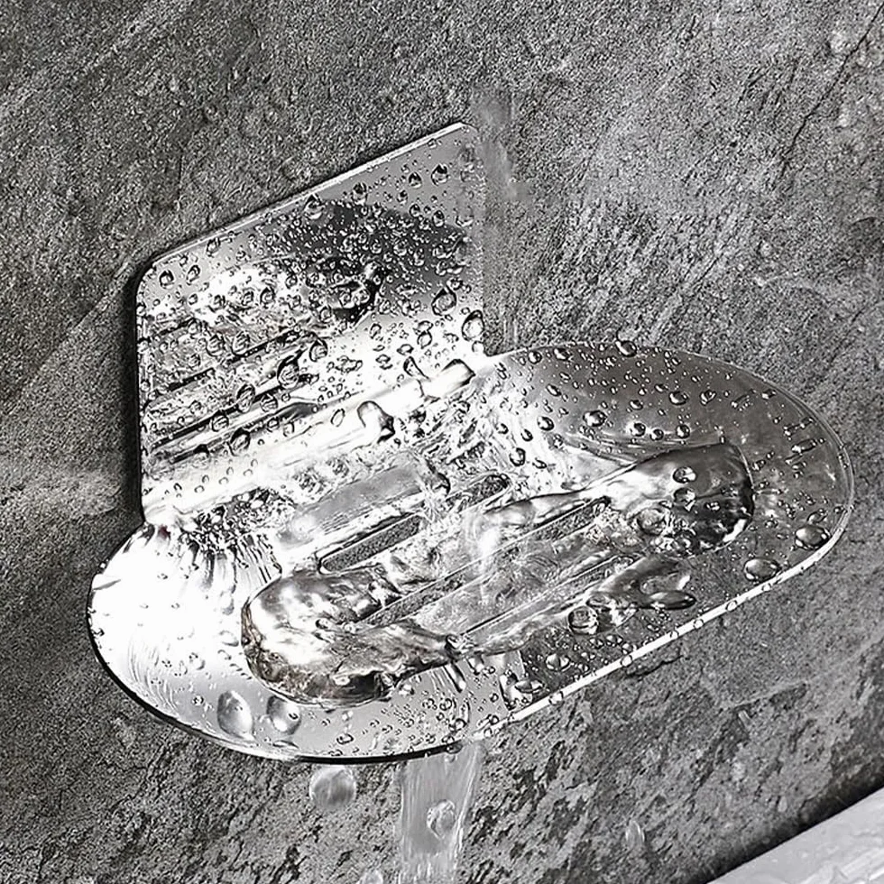 Mydelniczka ścienna ze stali nierdzewnej samoprzylepna 14 x 8 cm srebrna