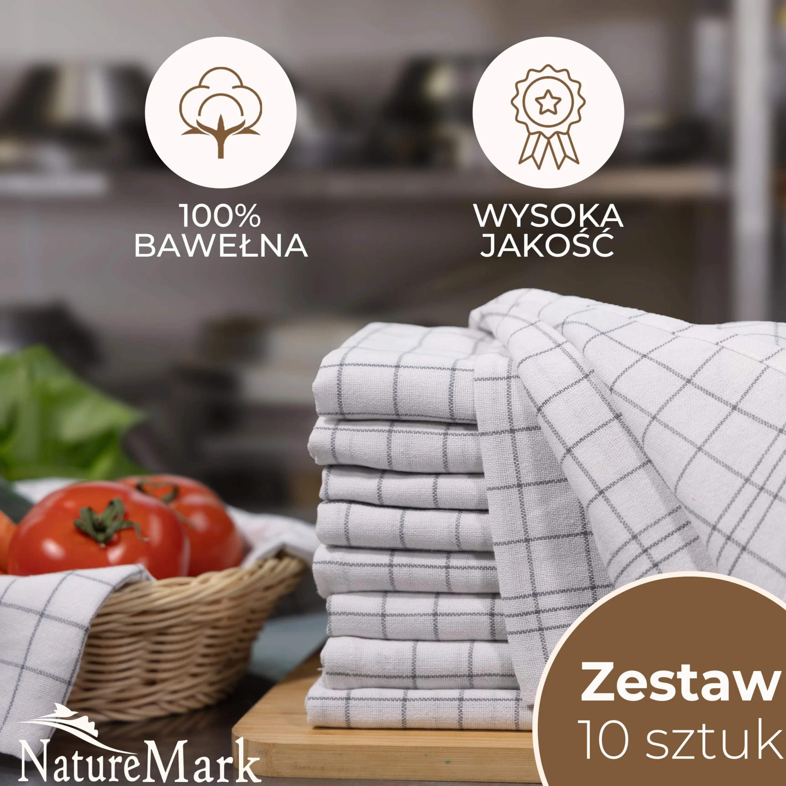 NatureMark Zestaw 10 ręczników kuchennych 50x70 cm 100% bawełna chłonne