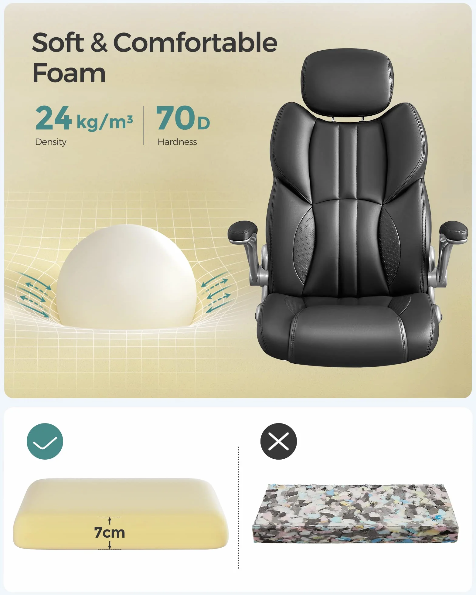 SONGMICS Fotel biurowy ergonomiczny obrotowy OBG65BK 150 kg czarny