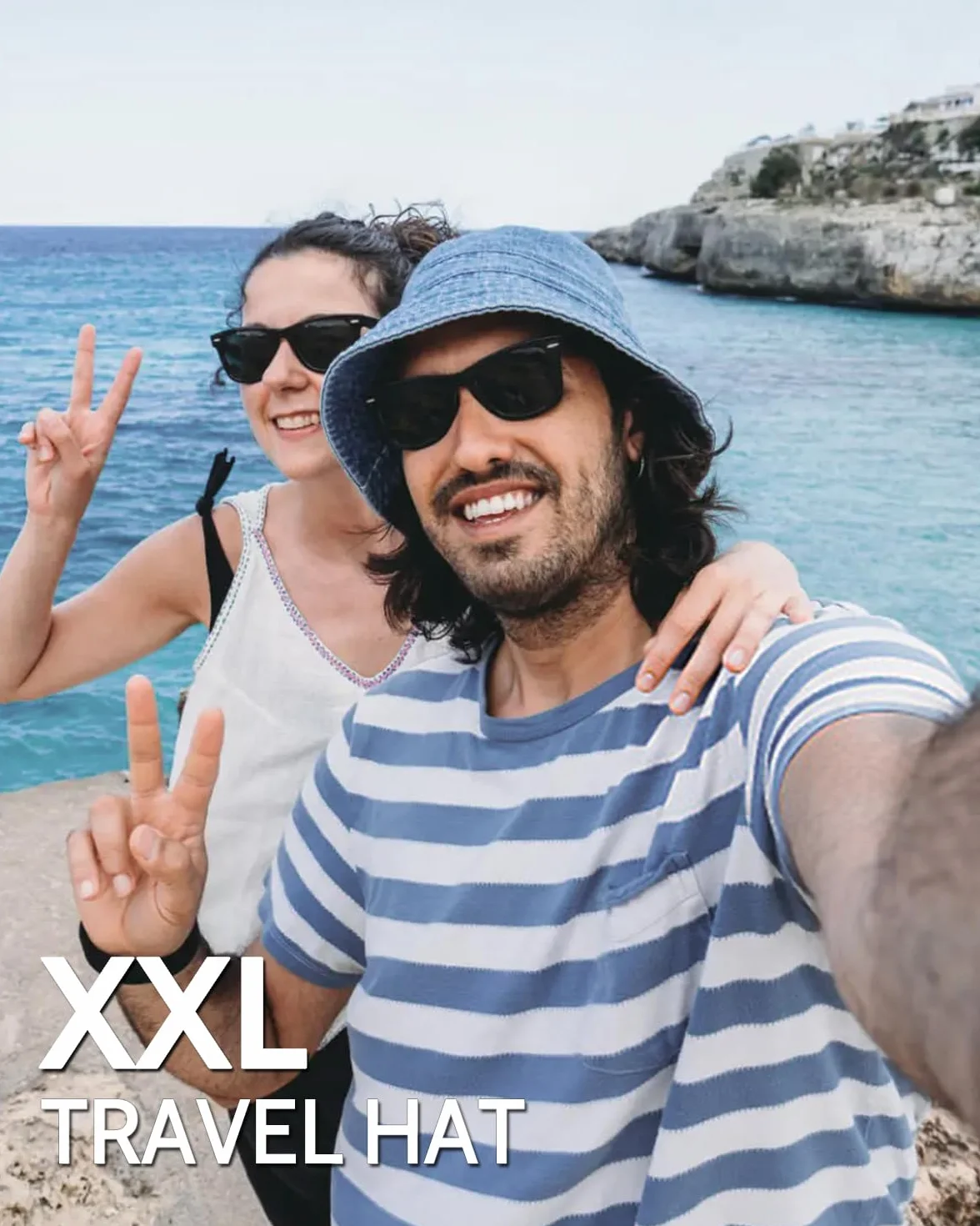 Zylioo XXL XL L M Denim Wiadro Kapelusz przeciwsłoneczny, Ponadwymiarowy Jean Czapki Rybackie, Regulowane Pakowalne Letnie Kapelusze Podróżne