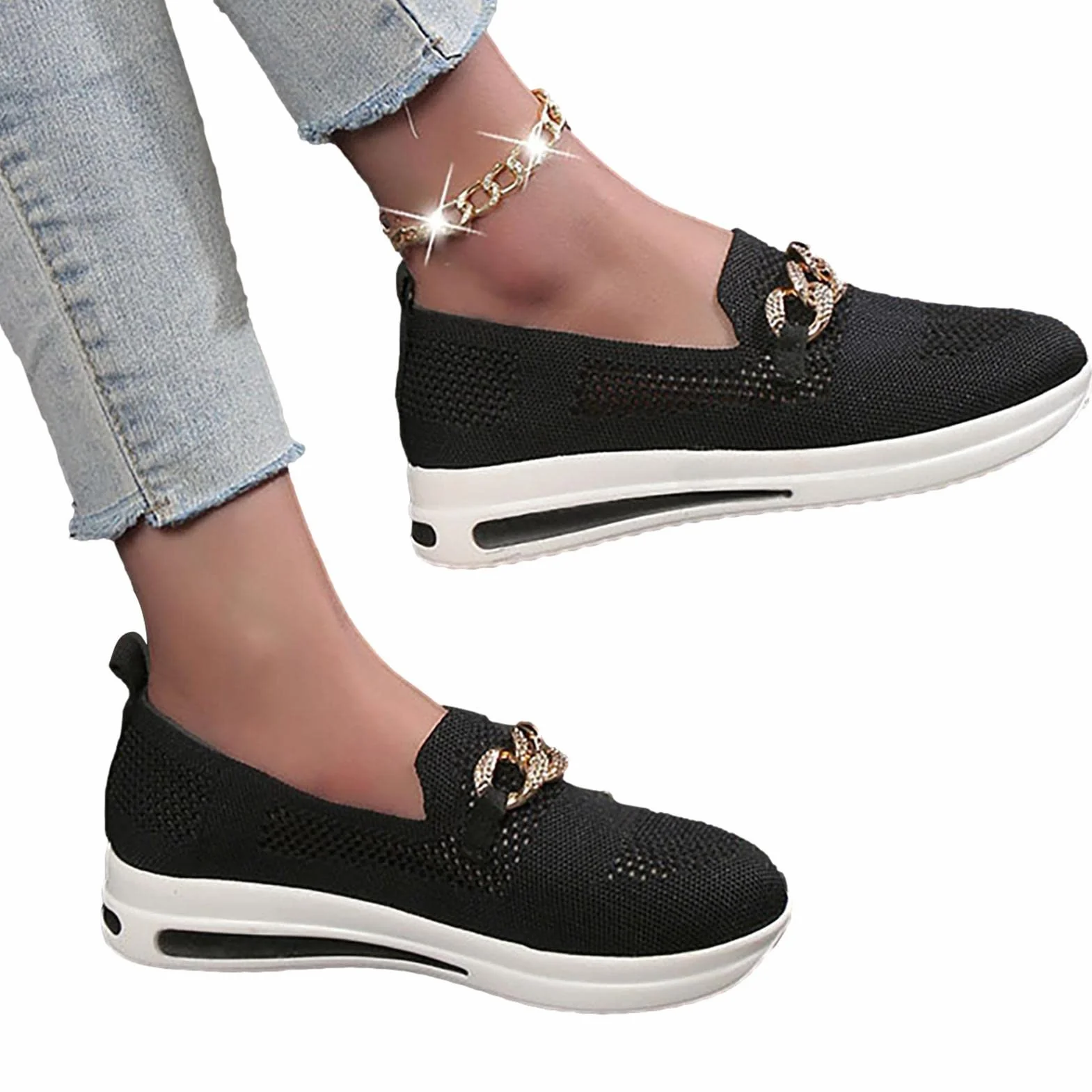 HEYCE Buty do chodzenia dla kobiet z podparciem łuku, z podparciem łuku dla kobiet, ortopedyczne, do ogrodnictwa, pracy, wędkowania, wypoczynku, zakupów, czarne
