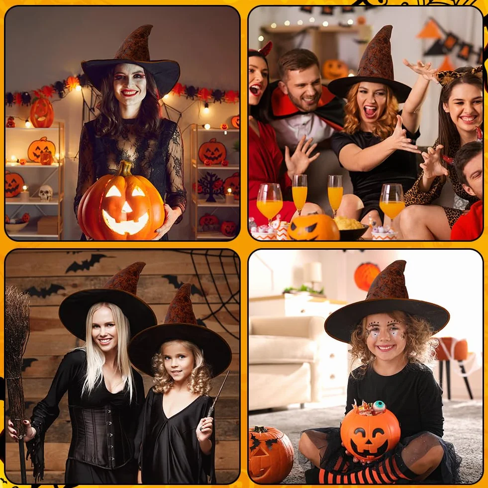 Aomig Kapelusz Czarownicy, Spiczaste Czapki, Dorosły Czarownica Kapelusz Na Imprezę kostiumową, Halloween, Specjalne Wakacje, Spotkania rodzinne, Urodziny