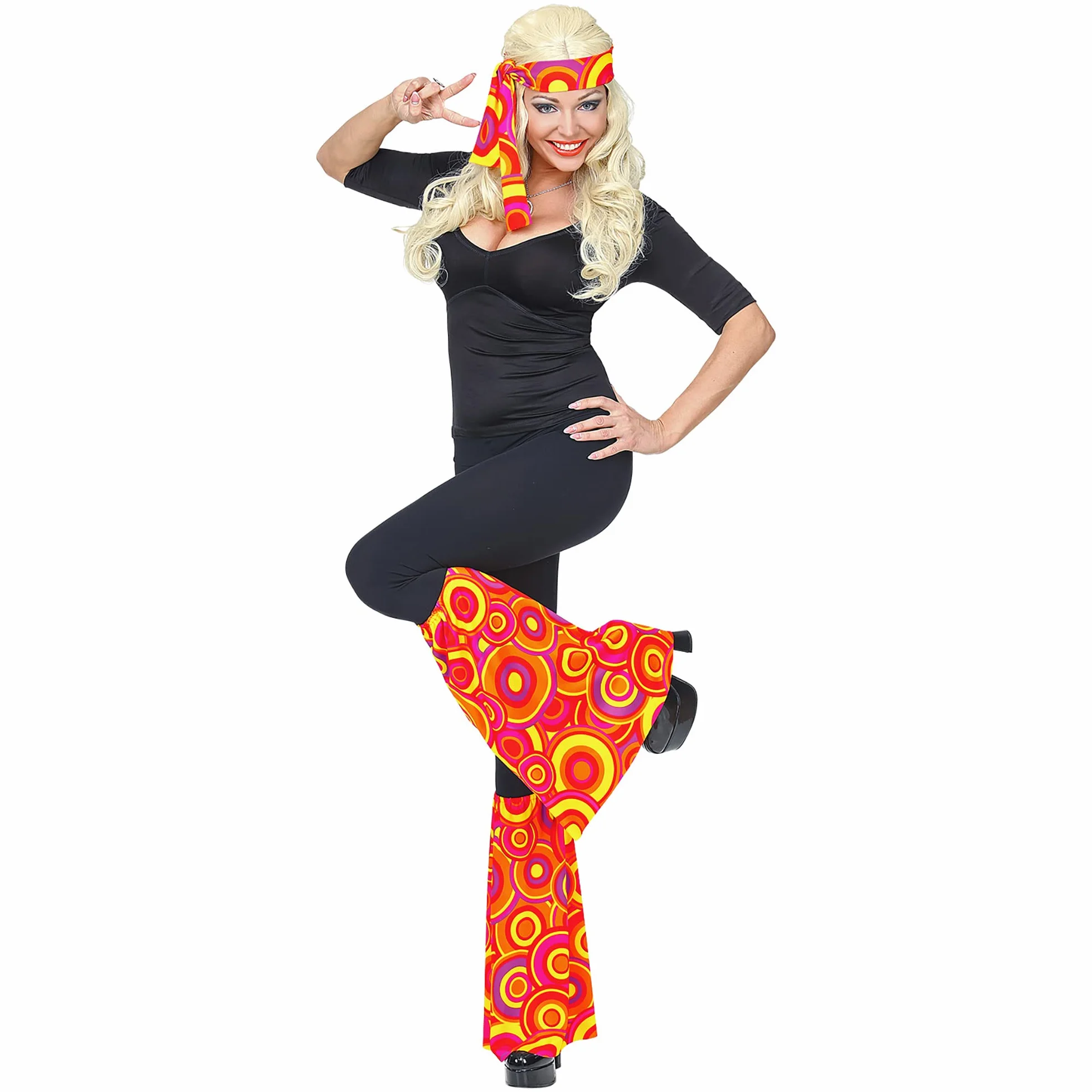 W WIDMANN MILANO Party Fashion - Zestaw hipisowski lat 60-tych / 70., opaska na czoło i mankiety, hipisowie, reggae, Flower Power