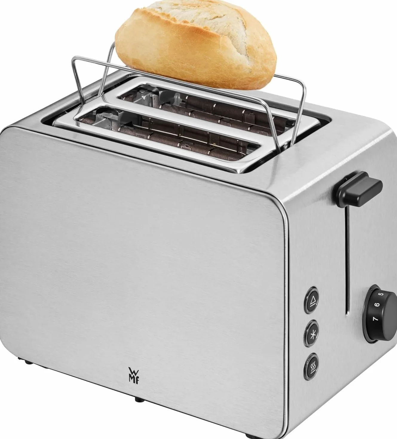 WMF Stelio toster 2 kromki, stali nierdzewnej, podwójny otwór, nasadka do bułek, funkcja bajgla, 7 poziomów opiekania, 900 W