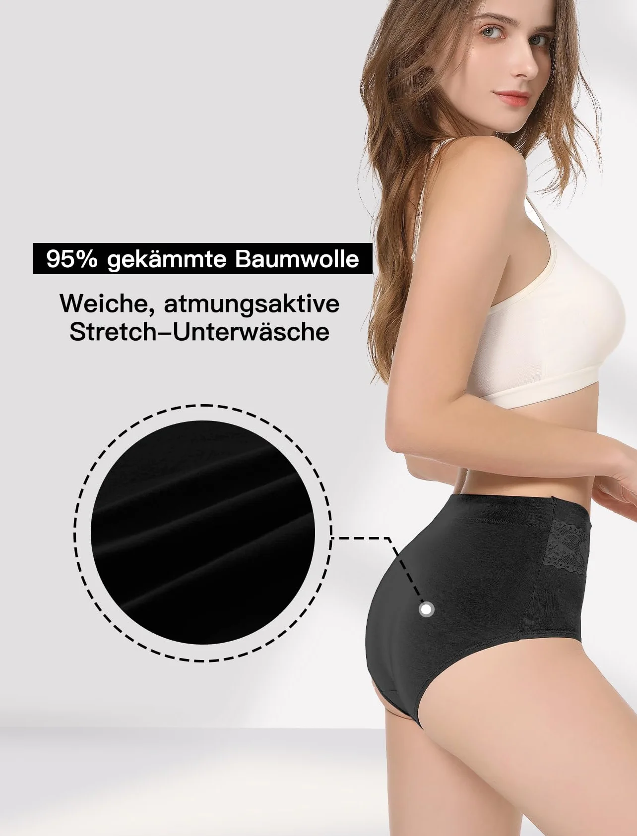 HAVVIS Damskie rozciągliwe bawełniane majtki z wysokim stanem miękka oddychająca wygodna bielizna wielopak