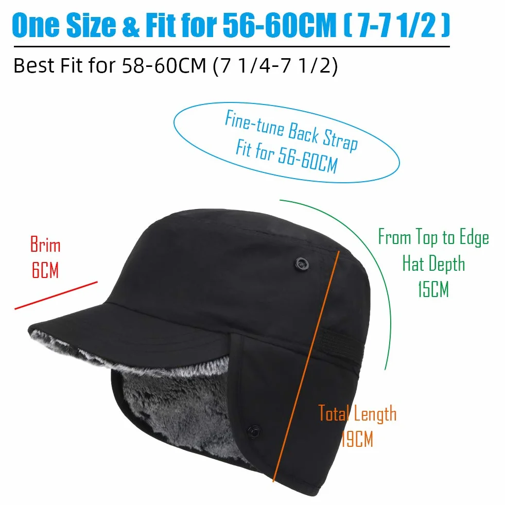 Gisdanchz Zimowa czapka z klapkami na uszy – 100% nylon i sztuczne futro