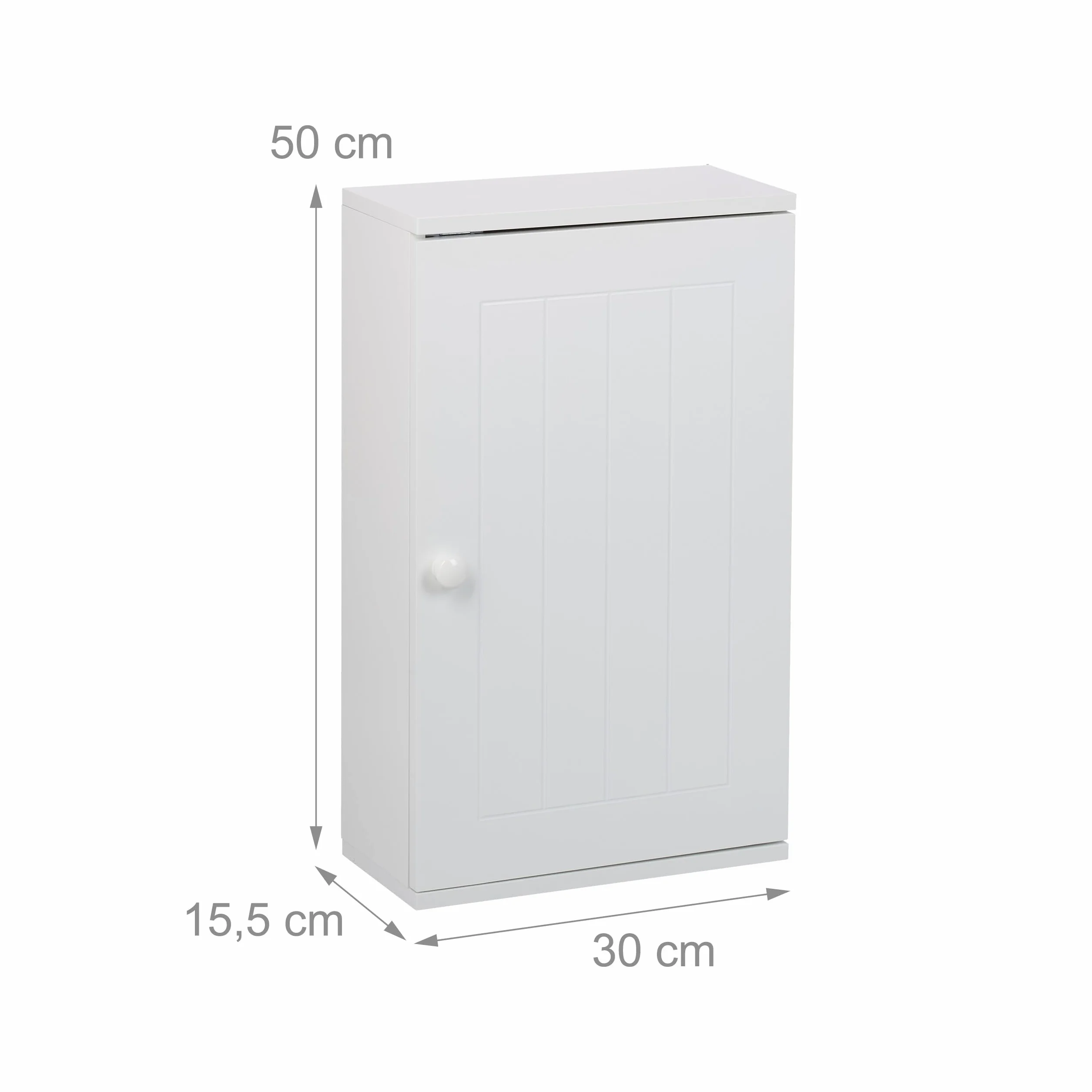 Relaxdays Szafka łazienkowa wisząca biała 50x30x15,5 cm z drzwiami i 2 półkami