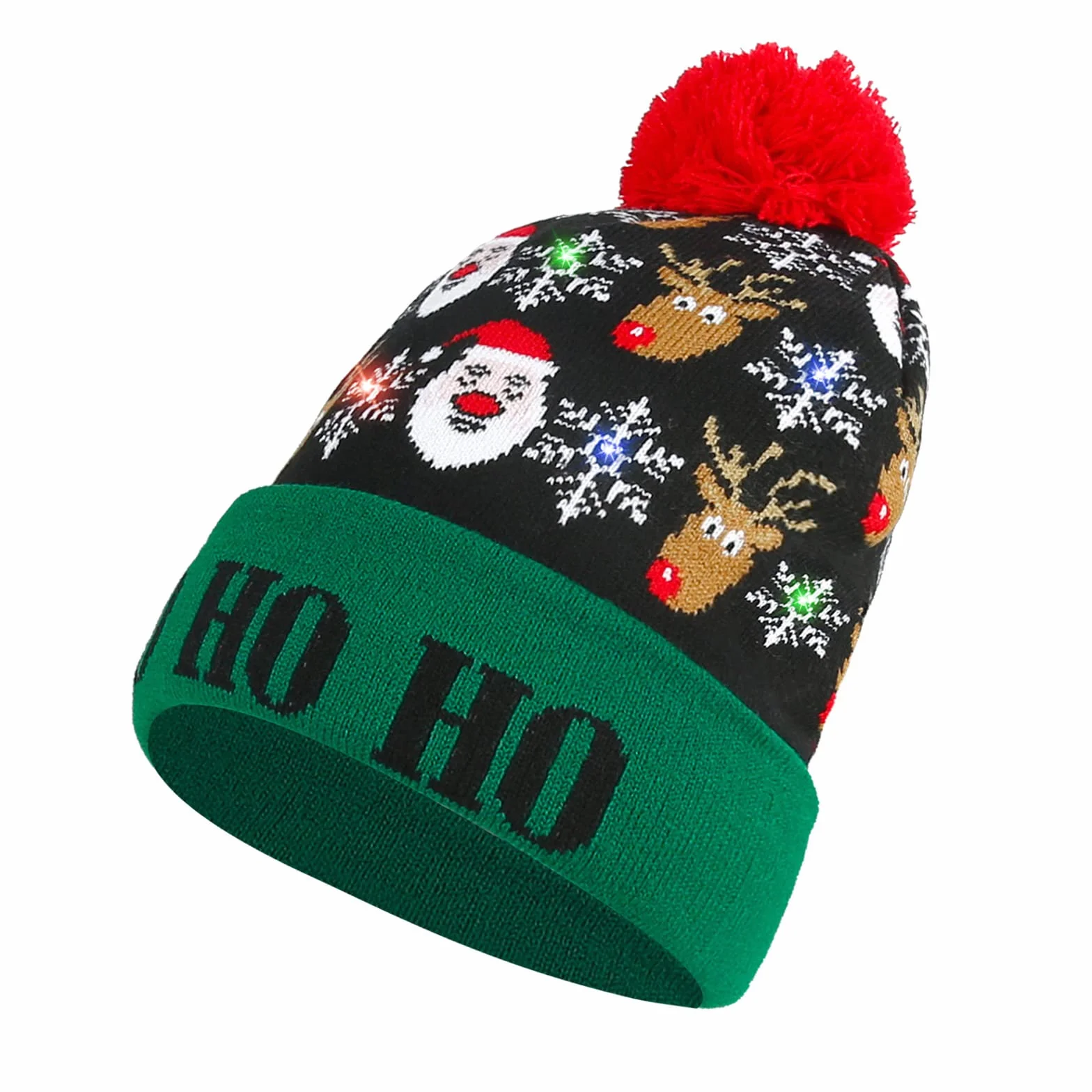 Diealles Shine Czapka z oświetleniem LED Beanie dzianinowa na Boże Narodzenie, Zielony kolor