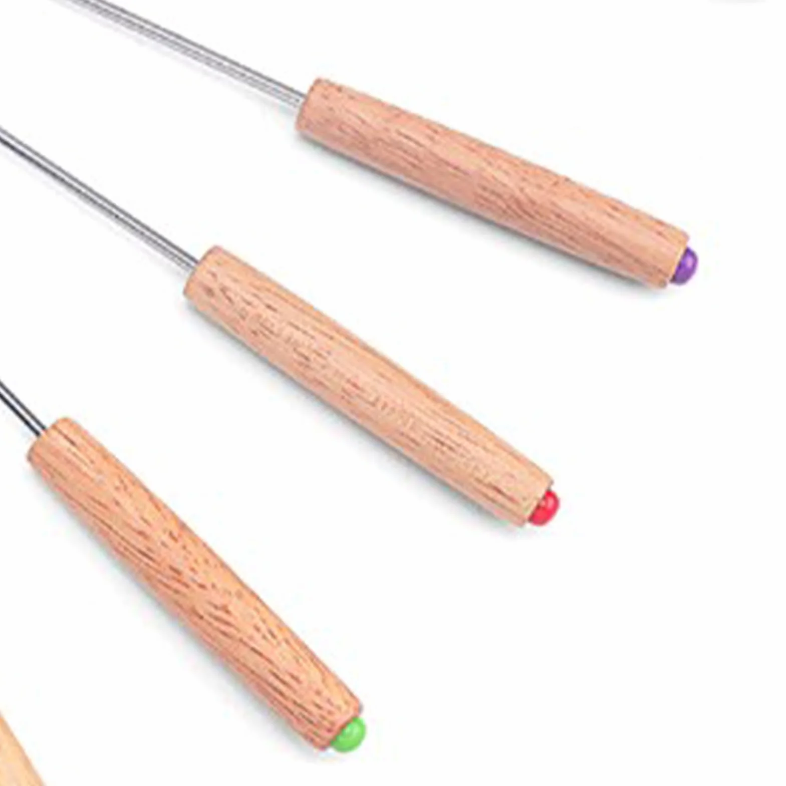 Widelce do fondue ze stali nierdzewnej 24 cm drewno dębowe