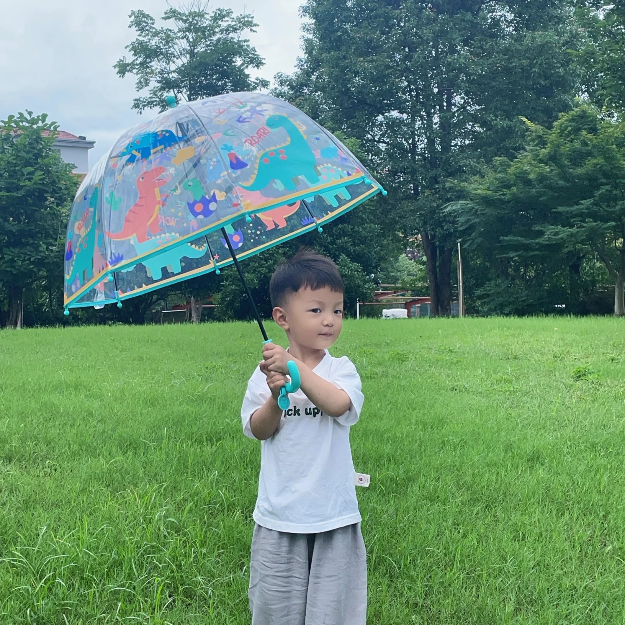 Parasol dziecięcy z dachem kopułowym, lekki, uroczy, zabawny design, ochrona przed wiatrem i deszczem, parasol w kształcie dzwonka, przezroczysty - prezent dla dzieci