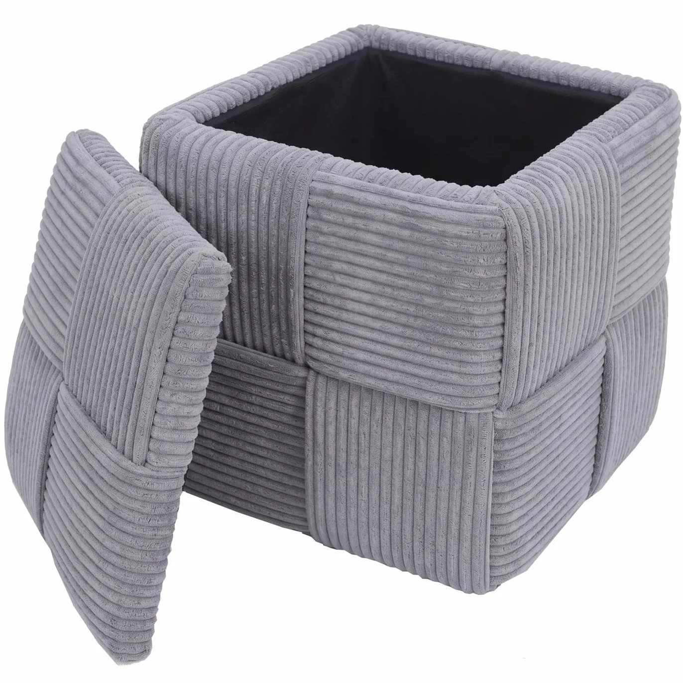 Mendler Taboret HWC-Q47 43x40x40 cm sztruks ciemnoszary