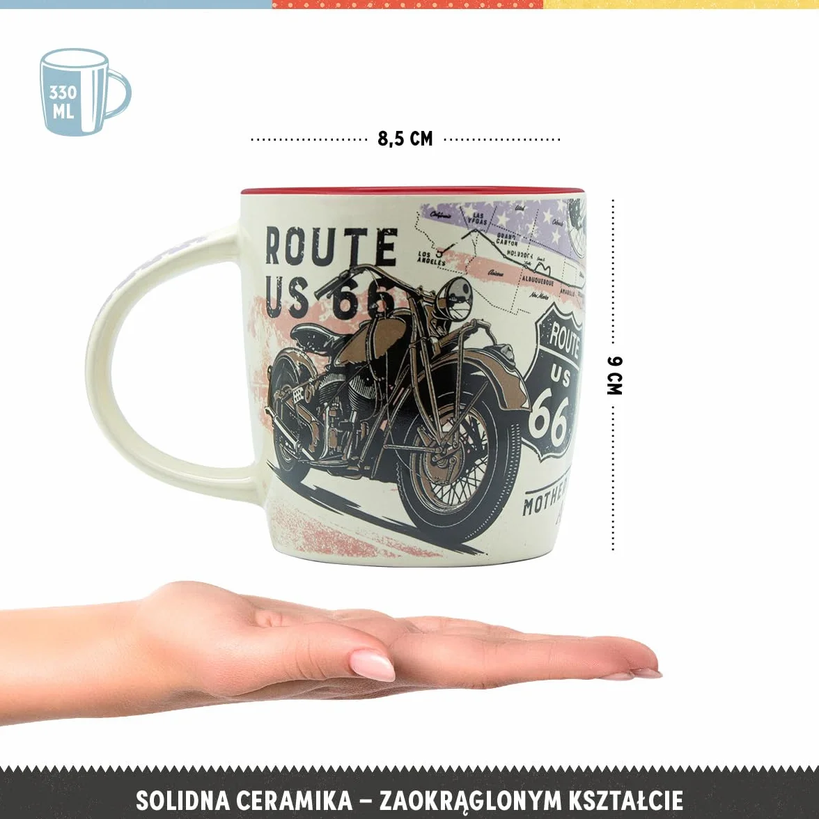 Nostalgic-Art Retro kubek ceramiczny 330 ml Route 66 Bike Map