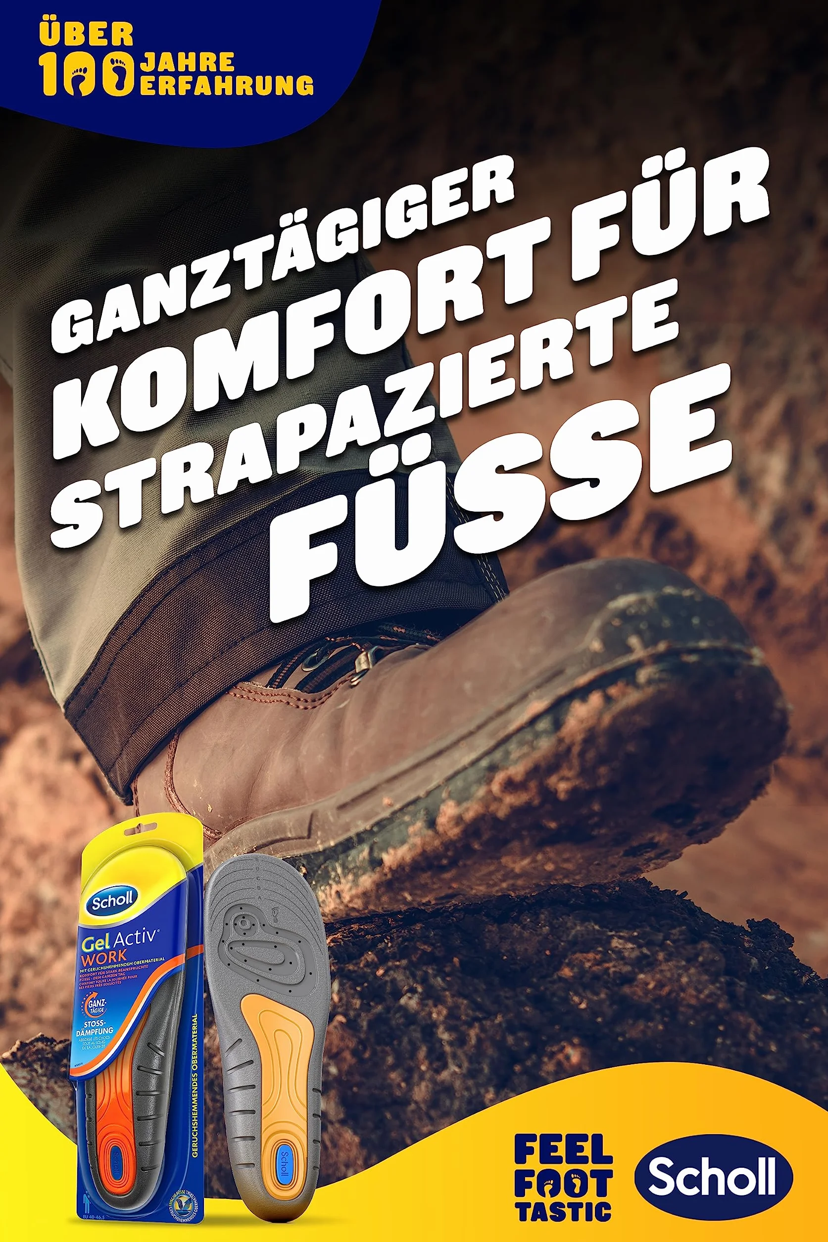 Scholl Gel Activ Work Wkładki do Butów, Pomarańczowy, 40-46.5 EU