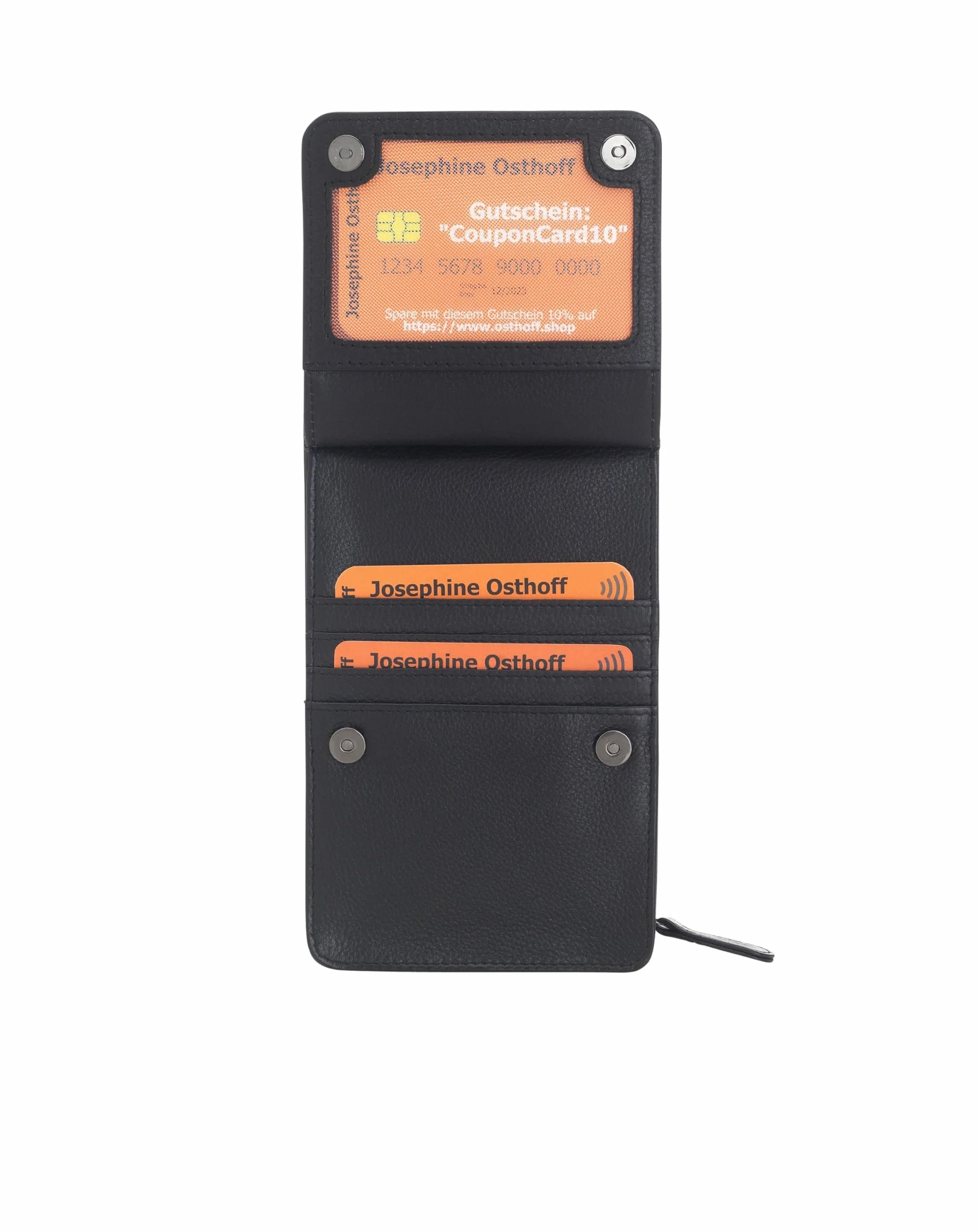 Torebka na telefon komórkowy do zawieszenia damska mała, prawdziwa skóra, torba na ramię na telefon komórkowy, smartfon, torba z ochroną RFID, zamek błyskawiczny Crossbody (100), czarny, 17 x 10 x 4 cm
