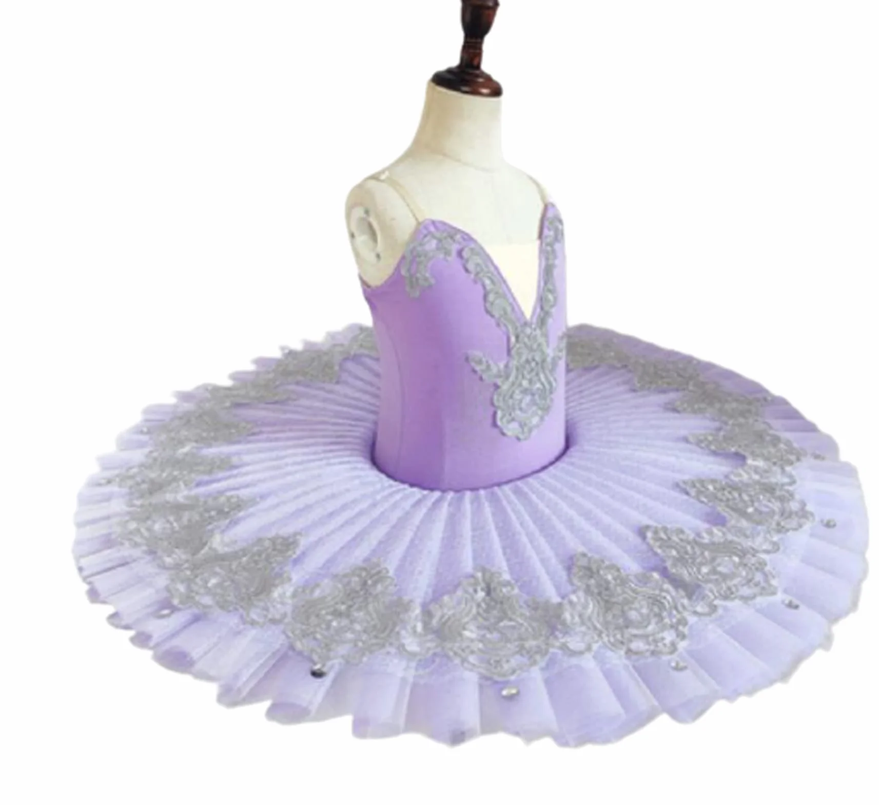 OTMYIGO Dziewczęca sukienka baletowa trykot dla dziewcząt spódnice tutu, tiulowa spódniczka tutu, balerina, taniec, łabędzie, jezioro, kostium na zawody, Fioletowy, XL