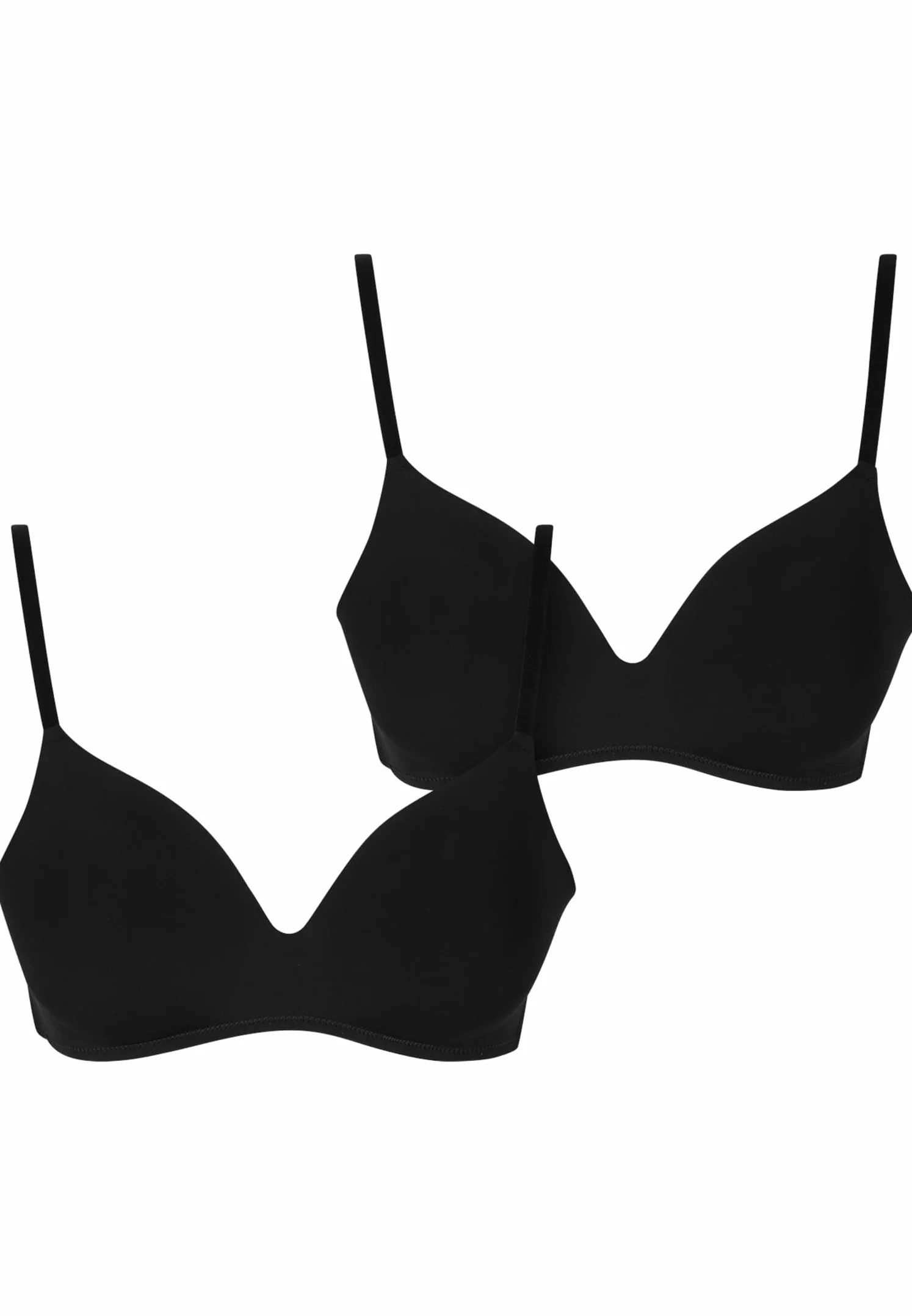Urban Classics Biustonosz damski Basic Padded Bra 2-pak, wyściełany biustonosz z regulowanymi ramiączkami, bezszwowy, 2 sztuki w opakowaniu, czarny + czarny, 75B
