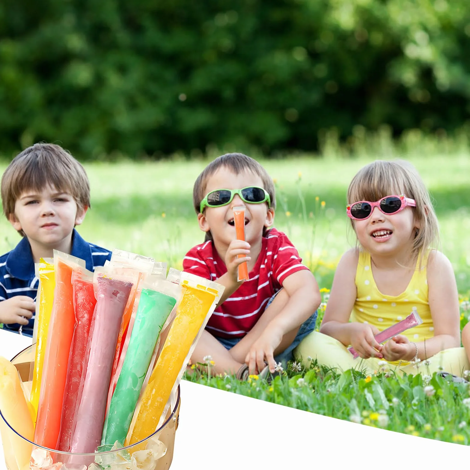 Woreczki na lód 100 sztuk, torby DIY, formy do lodów Popsicle z lejkiem
