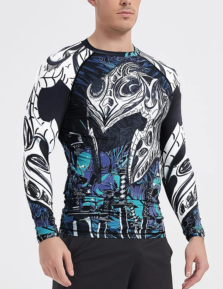 LAFROI Męska koszulka kompresyjna z długim rękawem UPF 50+ Baselayer Performance Rash Guard-CLY08