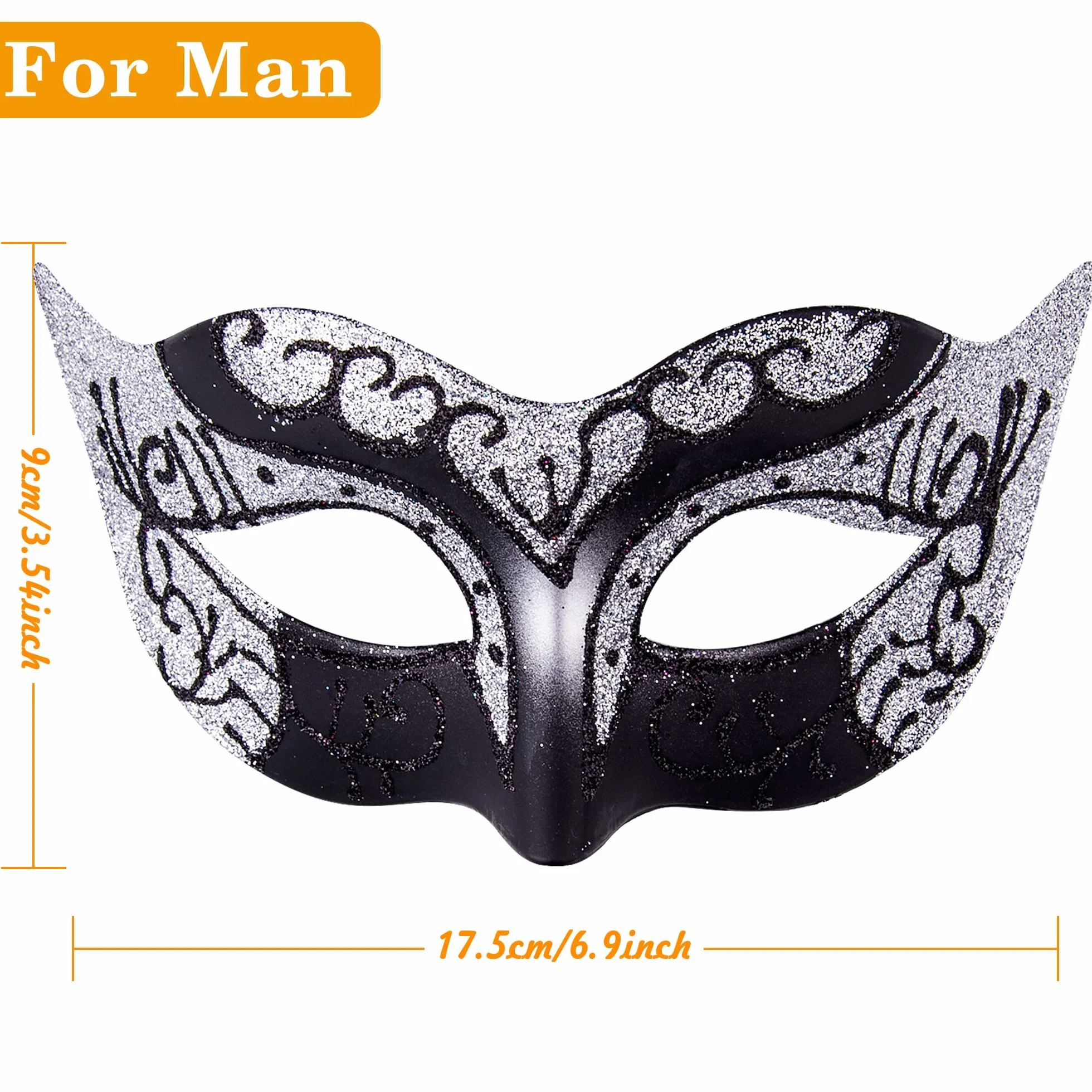 Maska wenecka maskarada czarna i srebrna na Halloween karnawał 2 sztuki