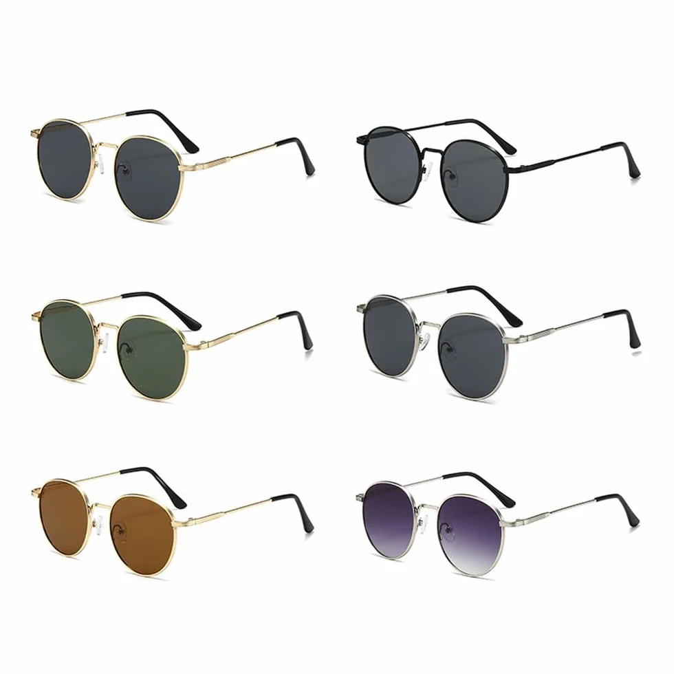 Okulary przeciwsłoneczne męskie vintage, okrągła metalowa oprawka, anty UV400, okulary przeciwsłoneczne dla kobiet, męsk