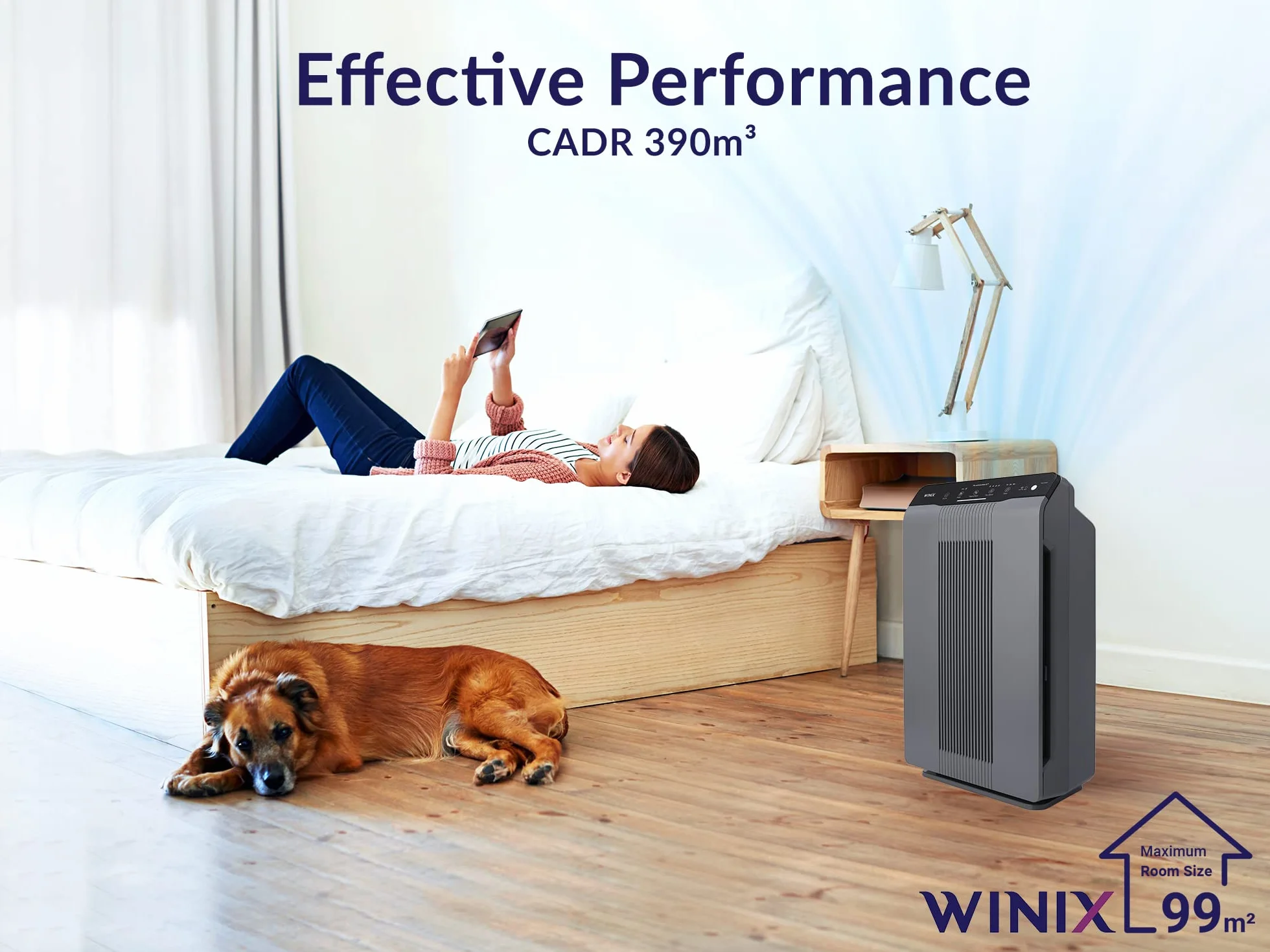 WINIX 5300-2 oczyszczacz powietrza dla alergików i PM2.5, CADR 390 m³/h, 99 m², filtruje 99,999% pyłków, alergii, kurzu i dymu, monitor jakości powietrza, tryb uśpienia i automatyczny