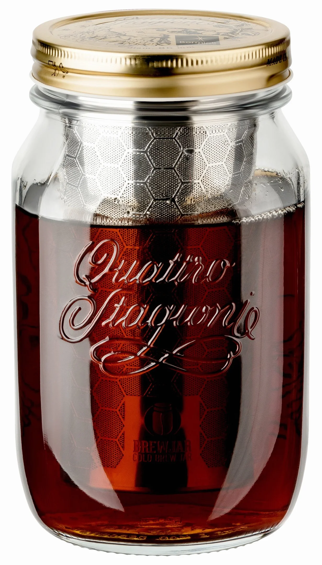 BREWJAR Cold Brew Coffee Jar 1L, Profesjonalny Ekspres Do Kawy Parzonej Na Zimno, Filtr Stal Nierdzewny