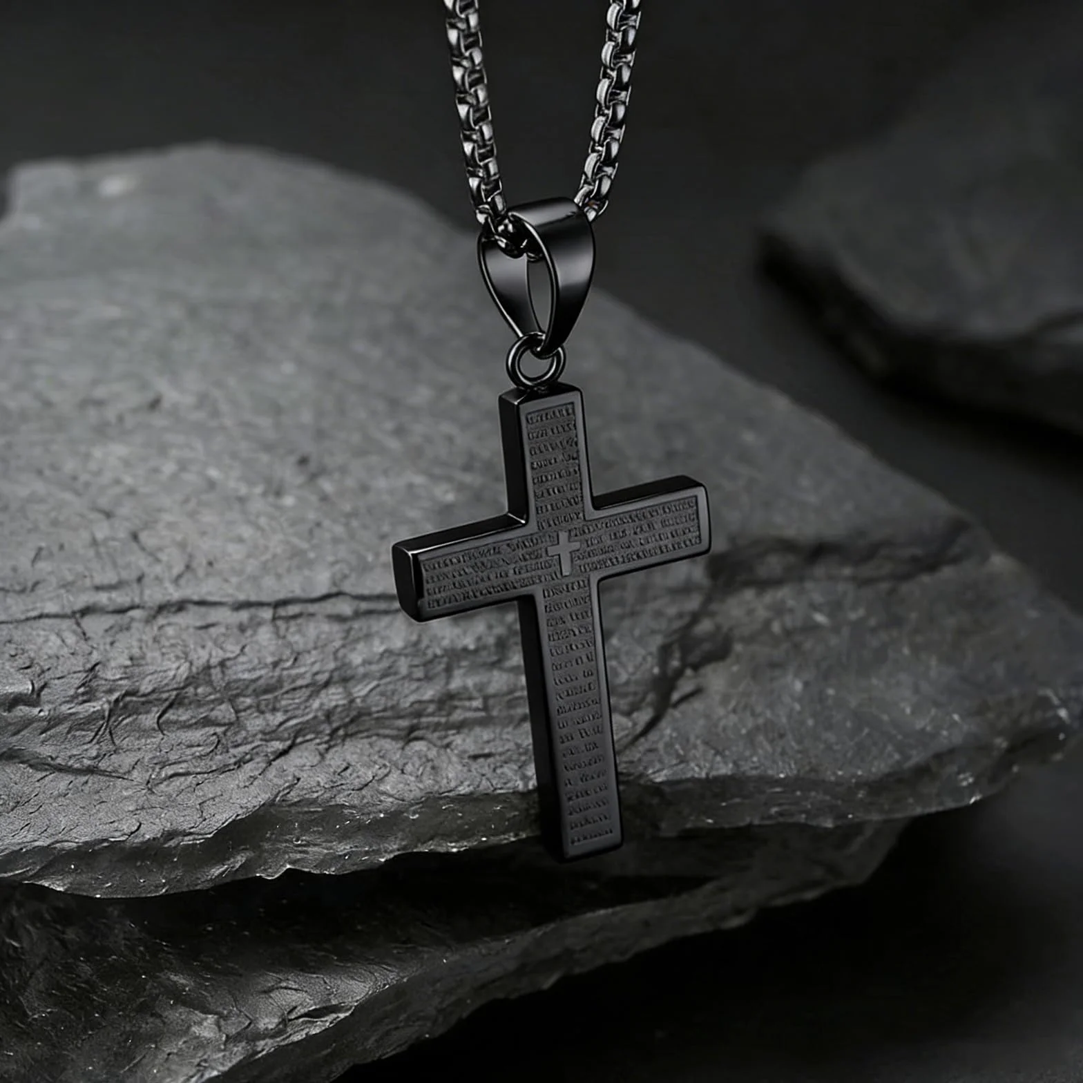 ZhouWei Łańcuszek z krzyżykiem dla mężczyzn i kobiet, stal nierdzewna, 60 cm, wodoszczelny łańcuszek z wisiorkiem w kształcie krzyża z biblii, łańcuszek na szyję, biżuteria na prezent dla chłopców i
