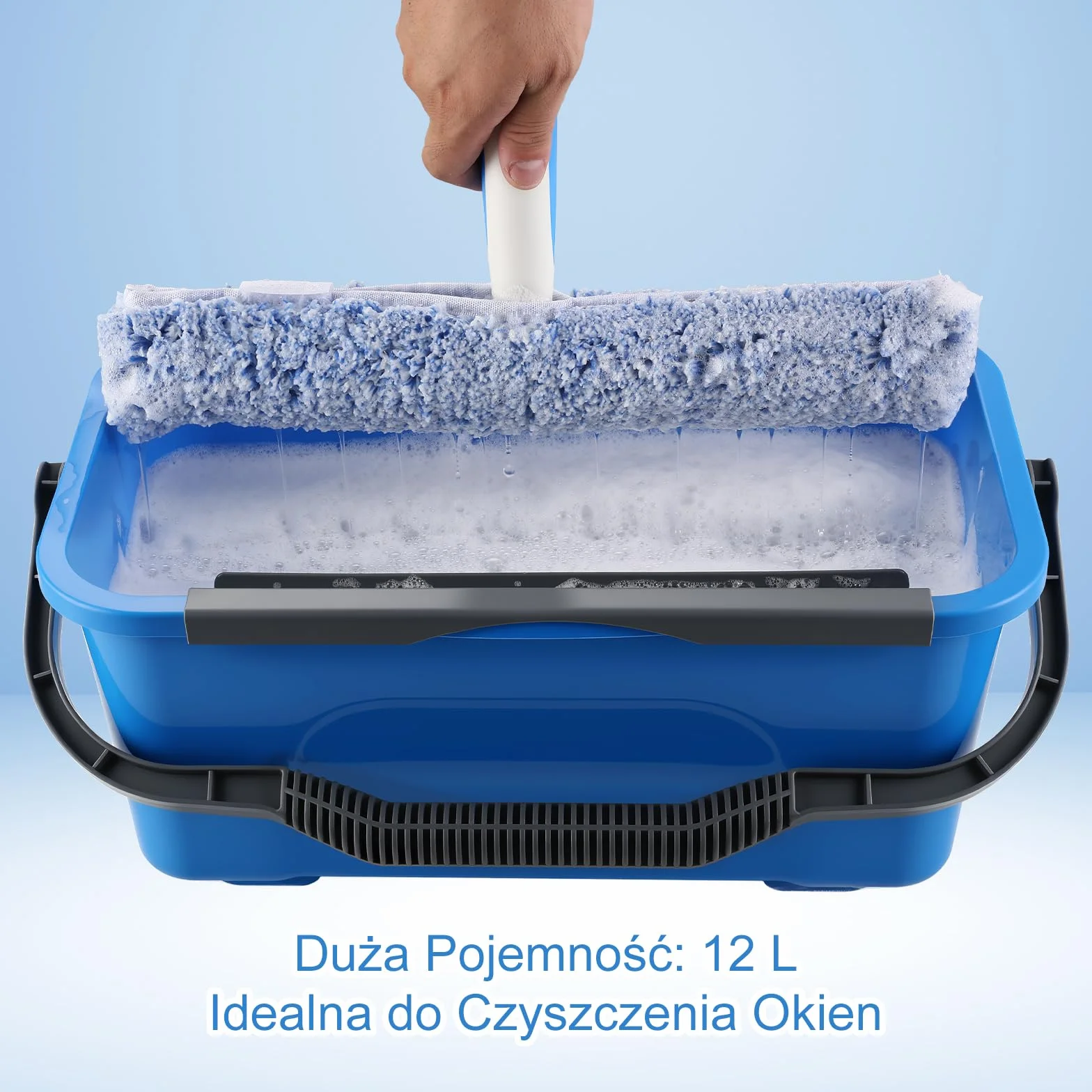 Mitclear Profesjonalny Zestaw do Czyszczenia Okien – Wiadro 12L, Ściągaczka Silikonowa 35cm, Ściągaczka z Mikrofibry i Ściereczka do Szyb, Uniwersalny do Użycia Domowego i Komercyjnego