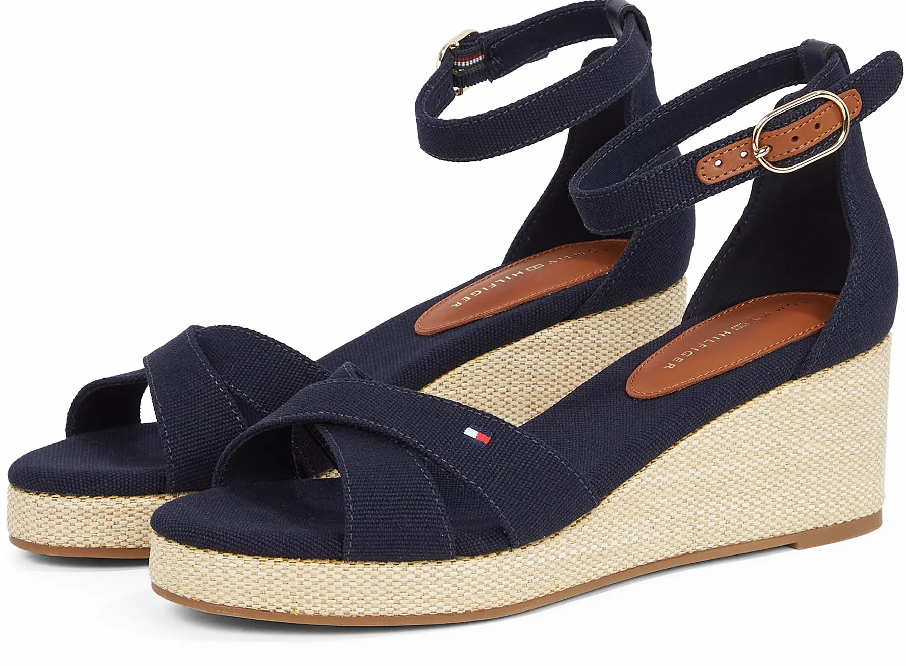TOMMY HILFIGER Damska flaga CRISS-CROS MID WEDGE ESPAD Espadryle, niebieska (Space Blue), 36,5 UK, Niebieski kosmiczny niebieski, 40 EU