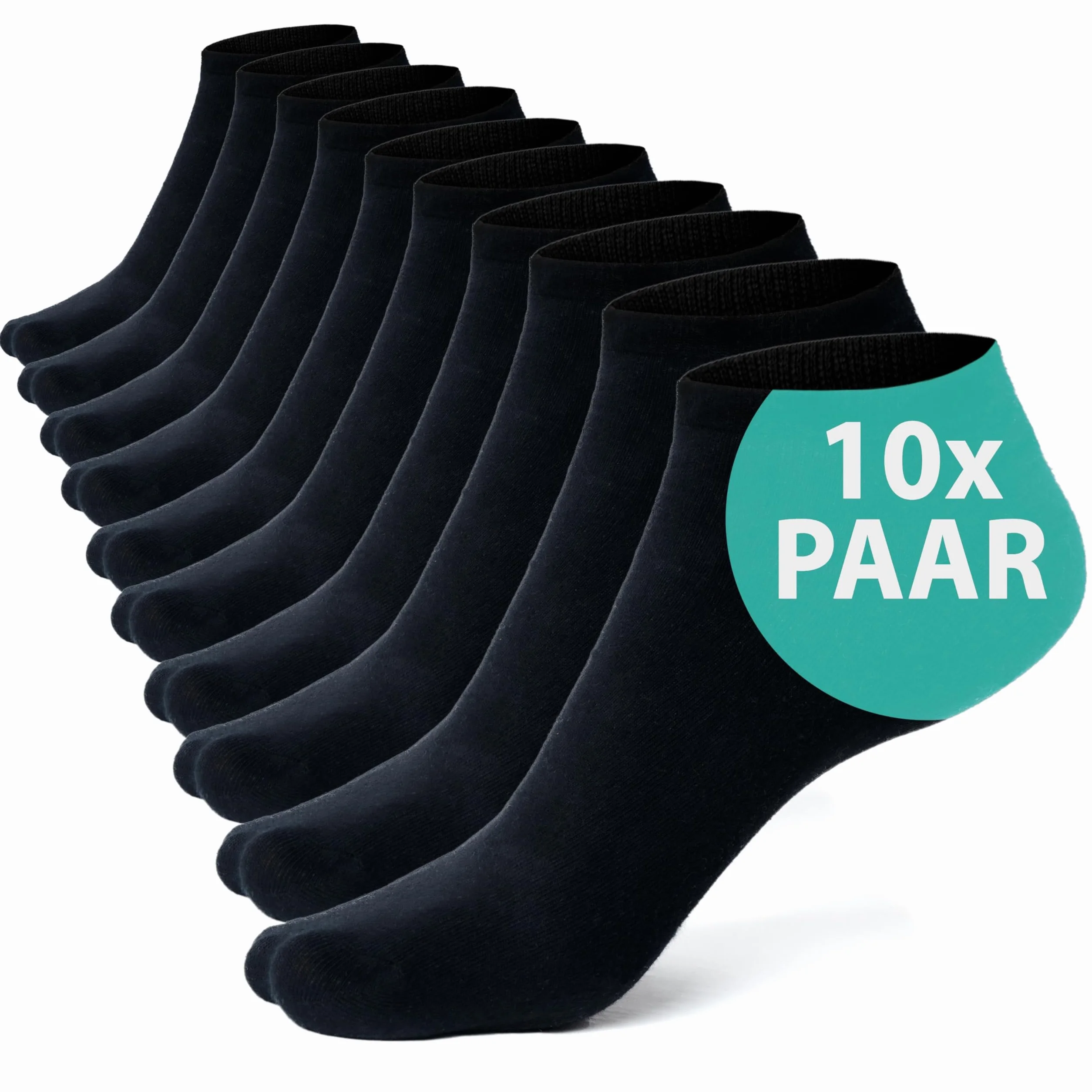 Skarpetki męskie do trampek, 10 par, kolor czarny, 5% elastan, 95% bawełna, unisex