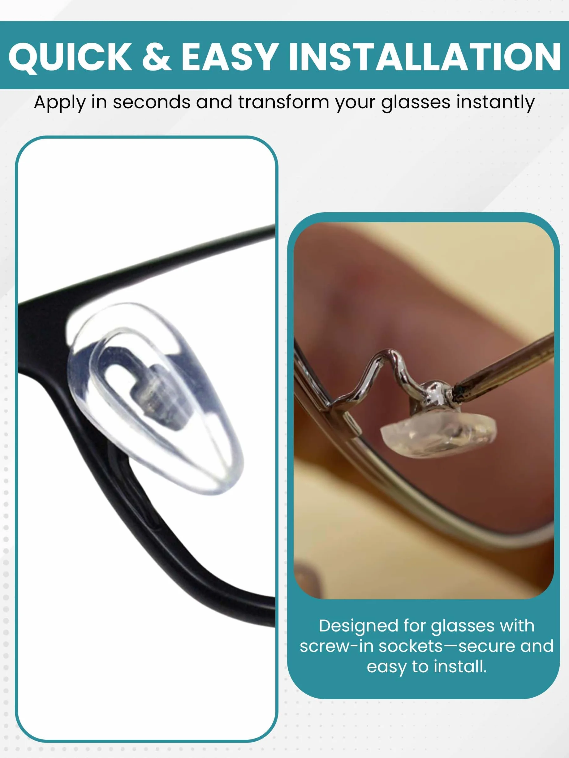 SPORTS WORLD VISION Gafas Plaquetas Almohadillas nasales Air Active de silicona suave 17mm Protectores de gafas con rosca 1 par