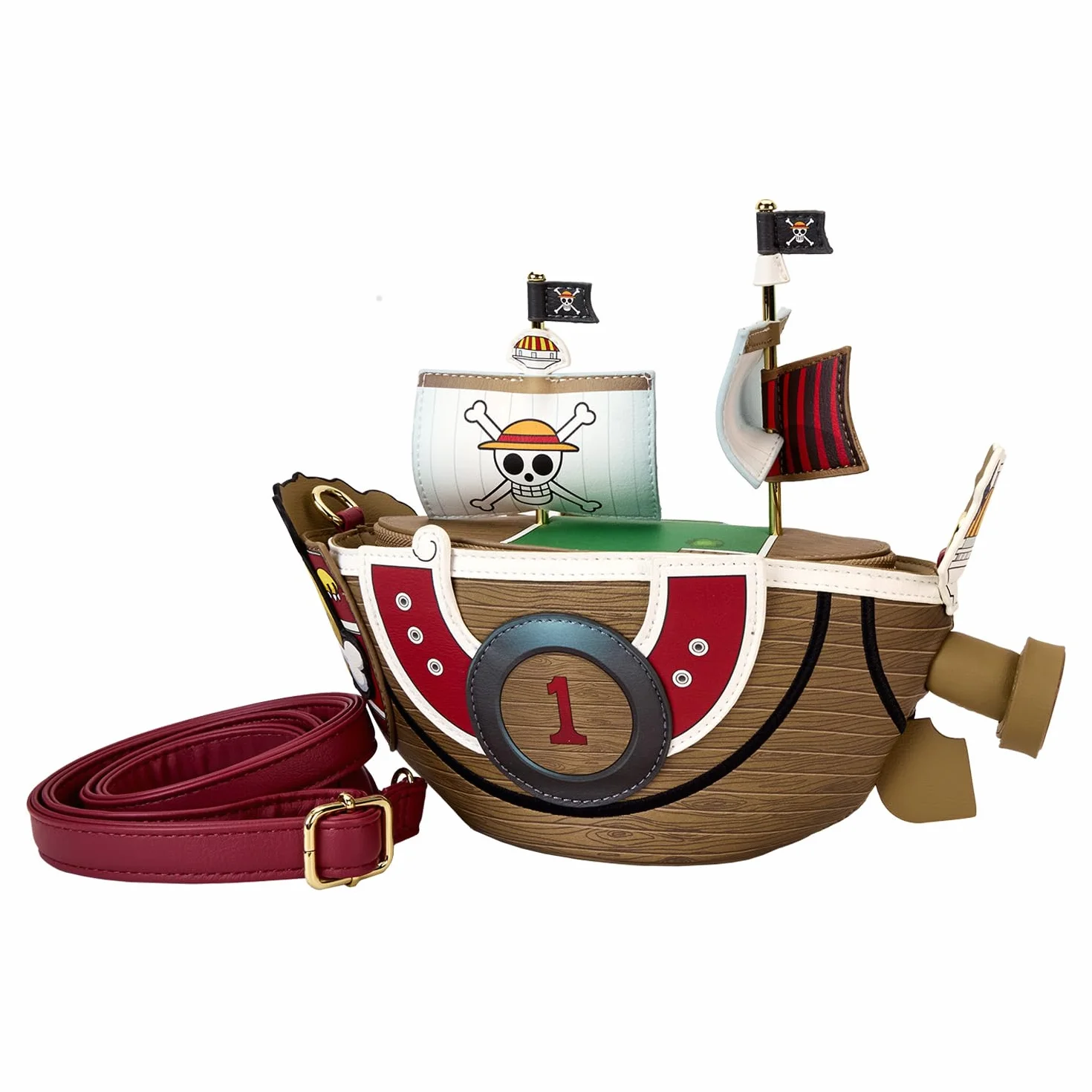 Loungefly Jednoczęściowa torba na ramię z figurką Thousand Sunny, rozmiar 7 cali, wielobarwny, 7-Inch, Nowoczesny