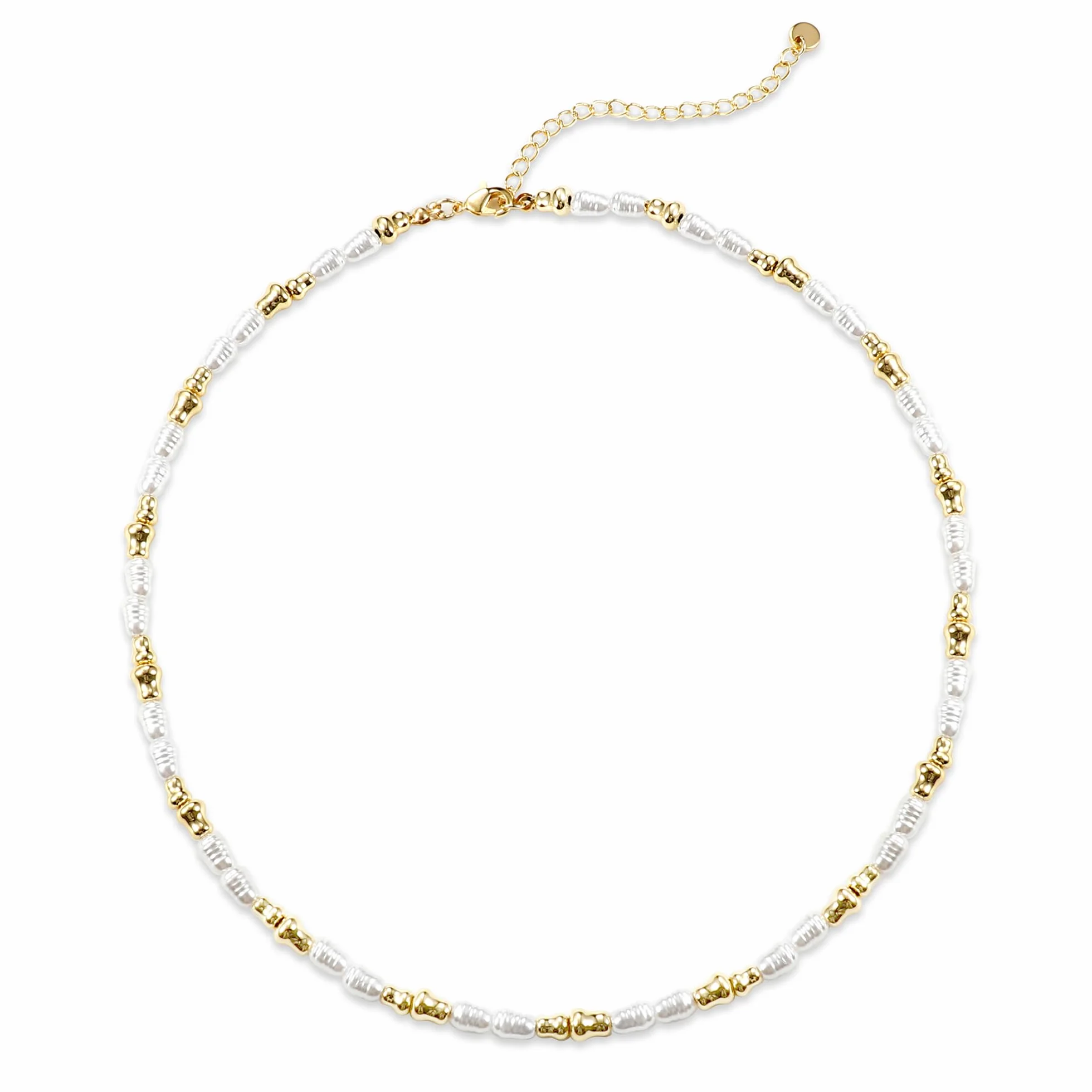 Dochais Naszyjnik damski z perłami, złoty srebrny naszyjnik z nieregularnymi perłami, 4 x 6 mm, dla dziewcząt, biała perła, choker na wesele, taniec, zakończenie szkoły, prezent dla panny młodej