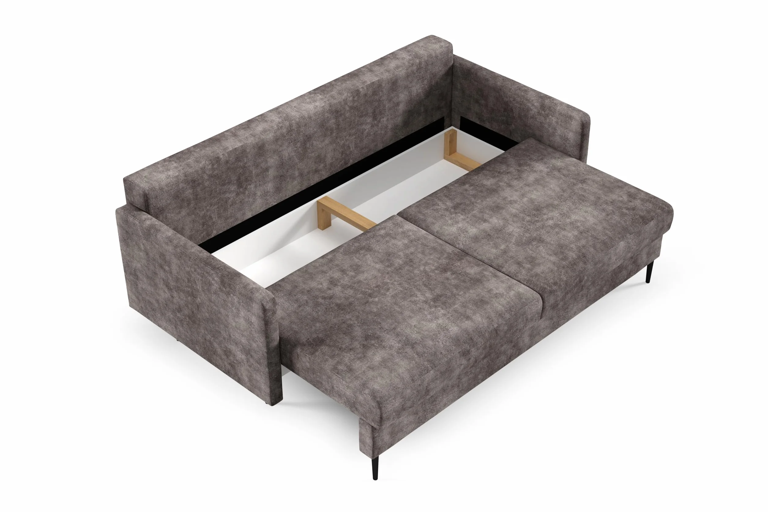 LIKMA Rozkładana Kanapa Mara Kremowa 209x93x92 cm z Funkcją Spania, Pojemnikiem na Pościel, Sofa w Tkaninie Lambi