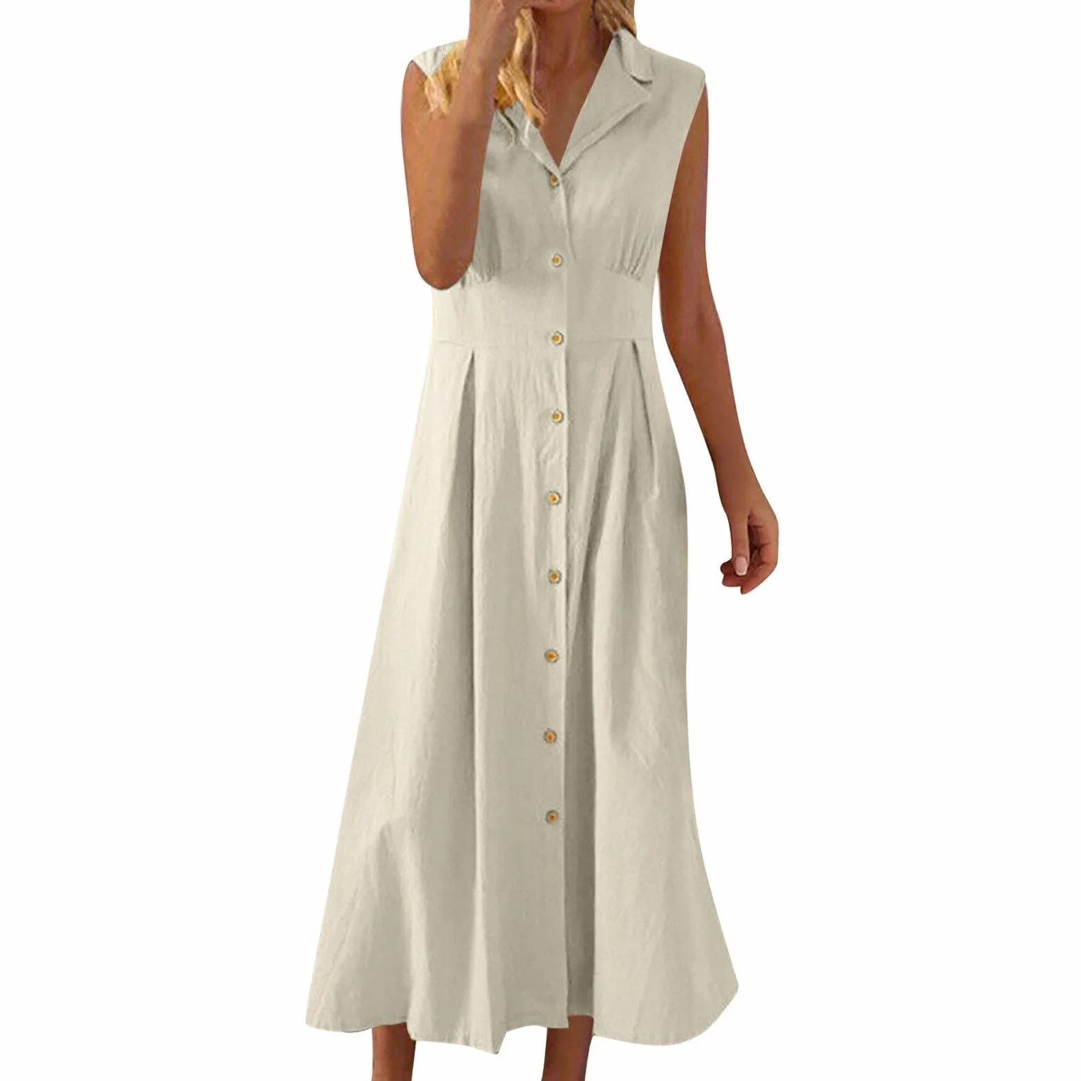 LYGBAOFUL Letnia sukienka Sukienka damska Casual Sukienka damska z długim zapięciem na guziki na co dzień Wakacje - Elegancka Wygodna odzież letnia Stylowa Można łączyć z dodatkami