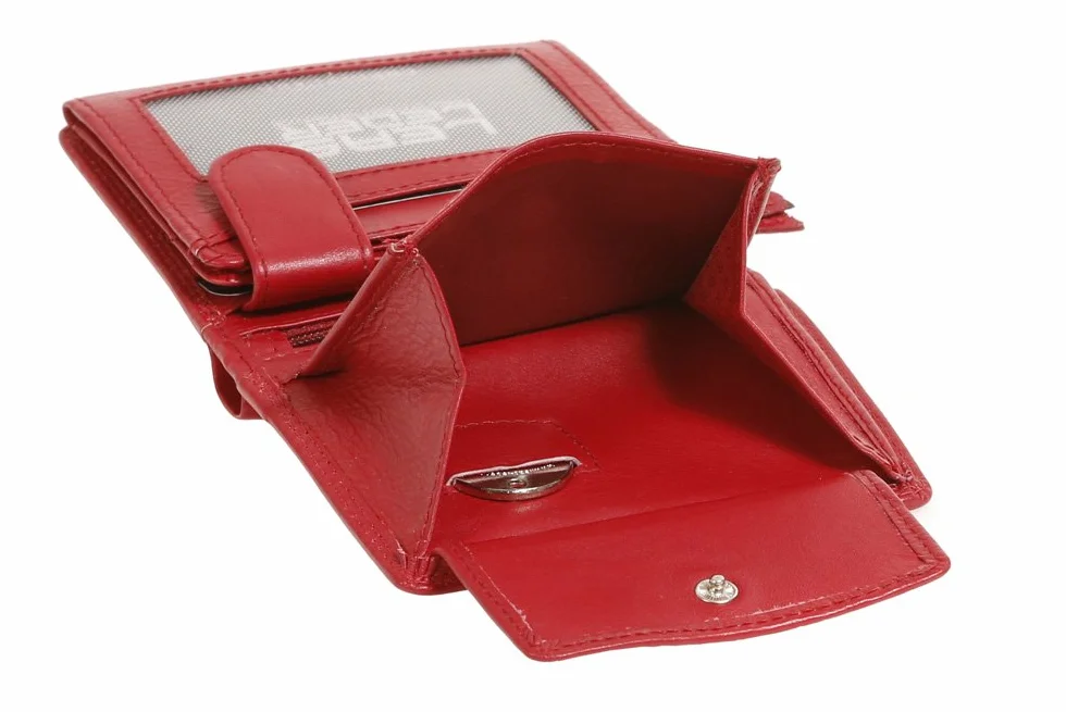 LEAS Mały portfel męski portfel damski portfel z prawdziwej skóry czerwony mini-Edition ''