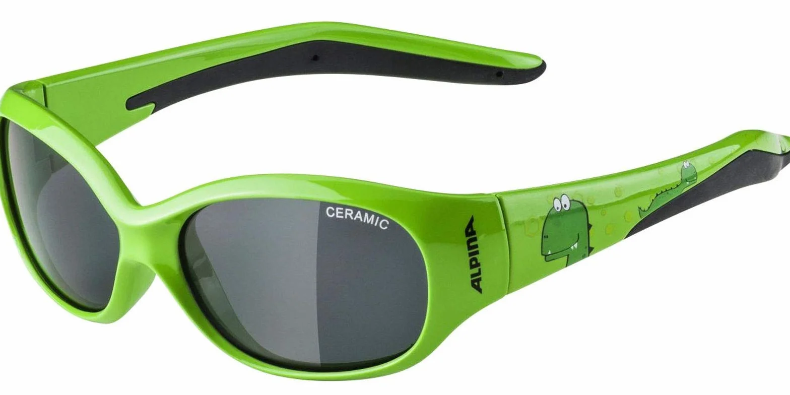 ALPINA Unisex - Dzieci, FLEXXY KIDS Okulary przeciwsłoneczne, green dino gloss/black, One Size