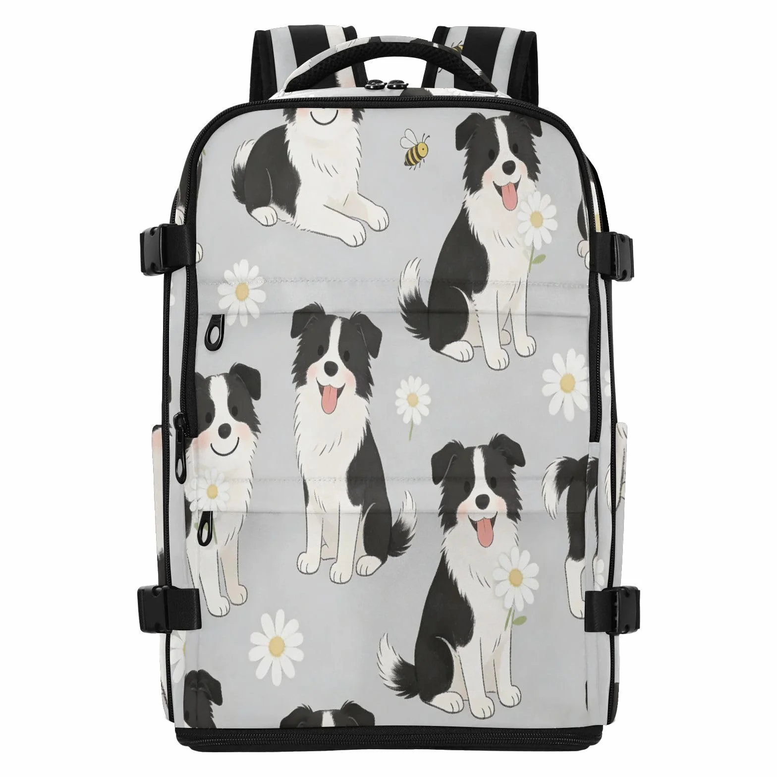 Plecak podręczny do samolotów torba na laptopa 15,6 cala dla | Wodoodporna lekka męska torba robocza kreskówka Border Collie szara torba na laptopa 15,6 cala dla mężczyzn praca bultos para
