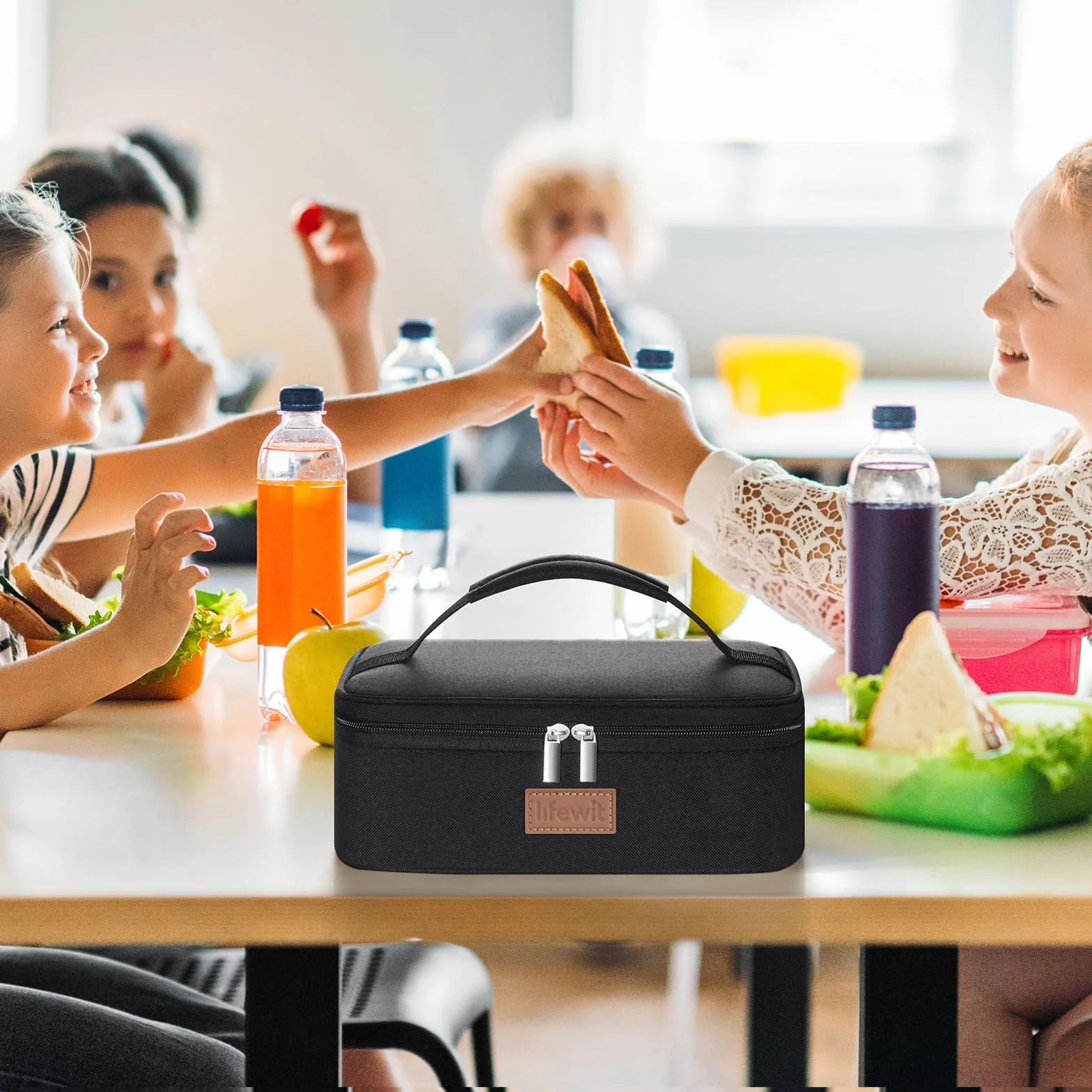 Lifewit Izolowana Torba na Lunch dla Mężczyzn i Kobiet, Termiczne Pudełko na Drugie śniadanie dla Dorosłych, Wodoodporna Iodówka Wielokrotnego Użytku z Uchwytem na Piknik, Małe Wiadro, Czarny 4L