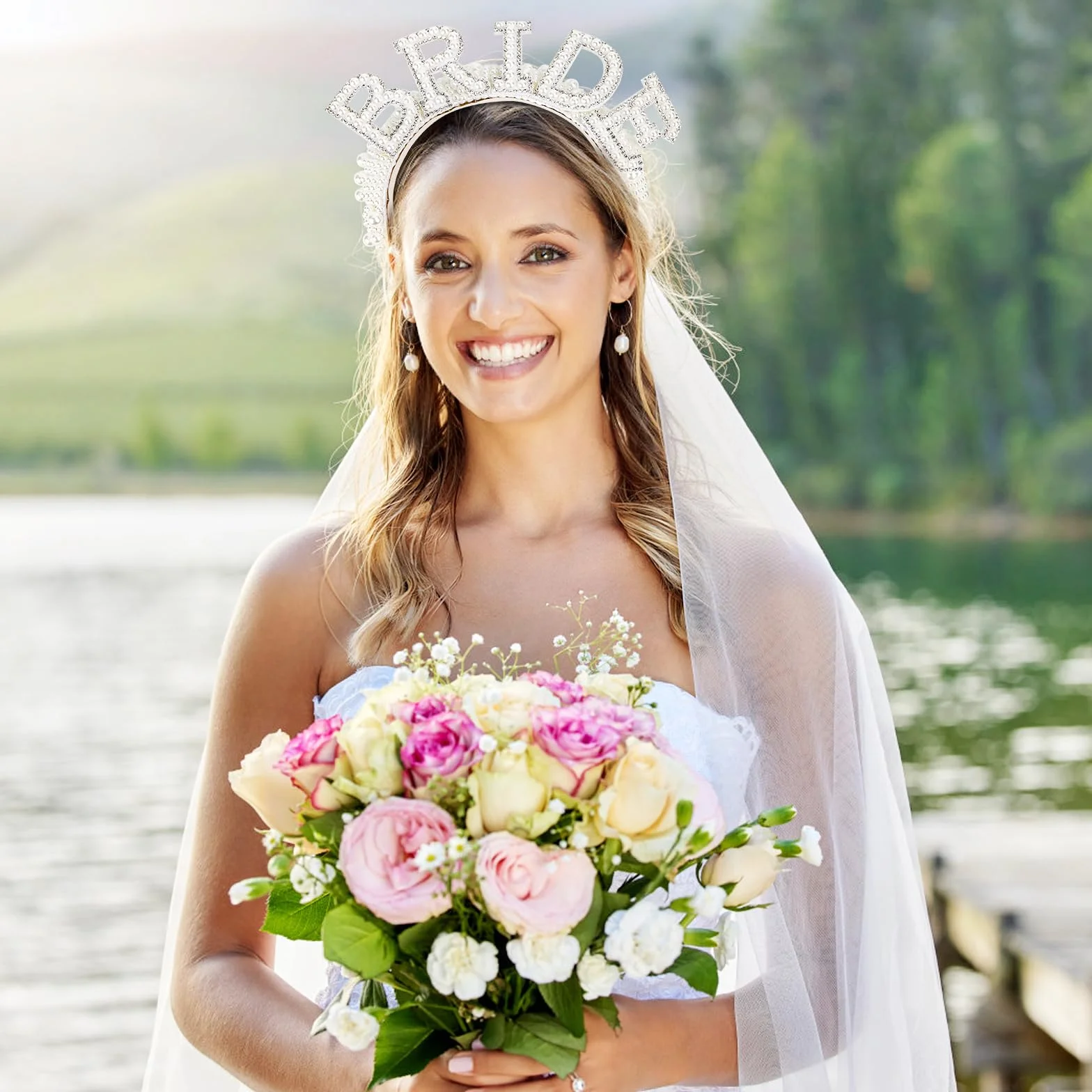Bride To Be opaska na włosy z koralikami, z okularami przeciwsłonecznymi w kształcie serca, akcesoria ślubne
