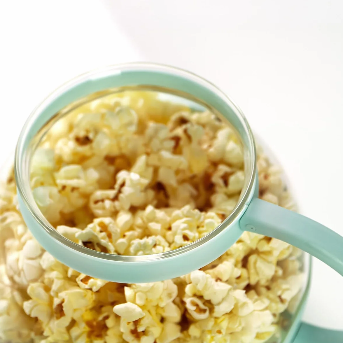 JOCCA - 2,2 litra szklanej kuchenki mikrofalowej do popcornu/silikonowy pojemnik na masło/nadaje się do mycia w zmywarce/wysokie temperatury/zdrowy/niebieski kolor