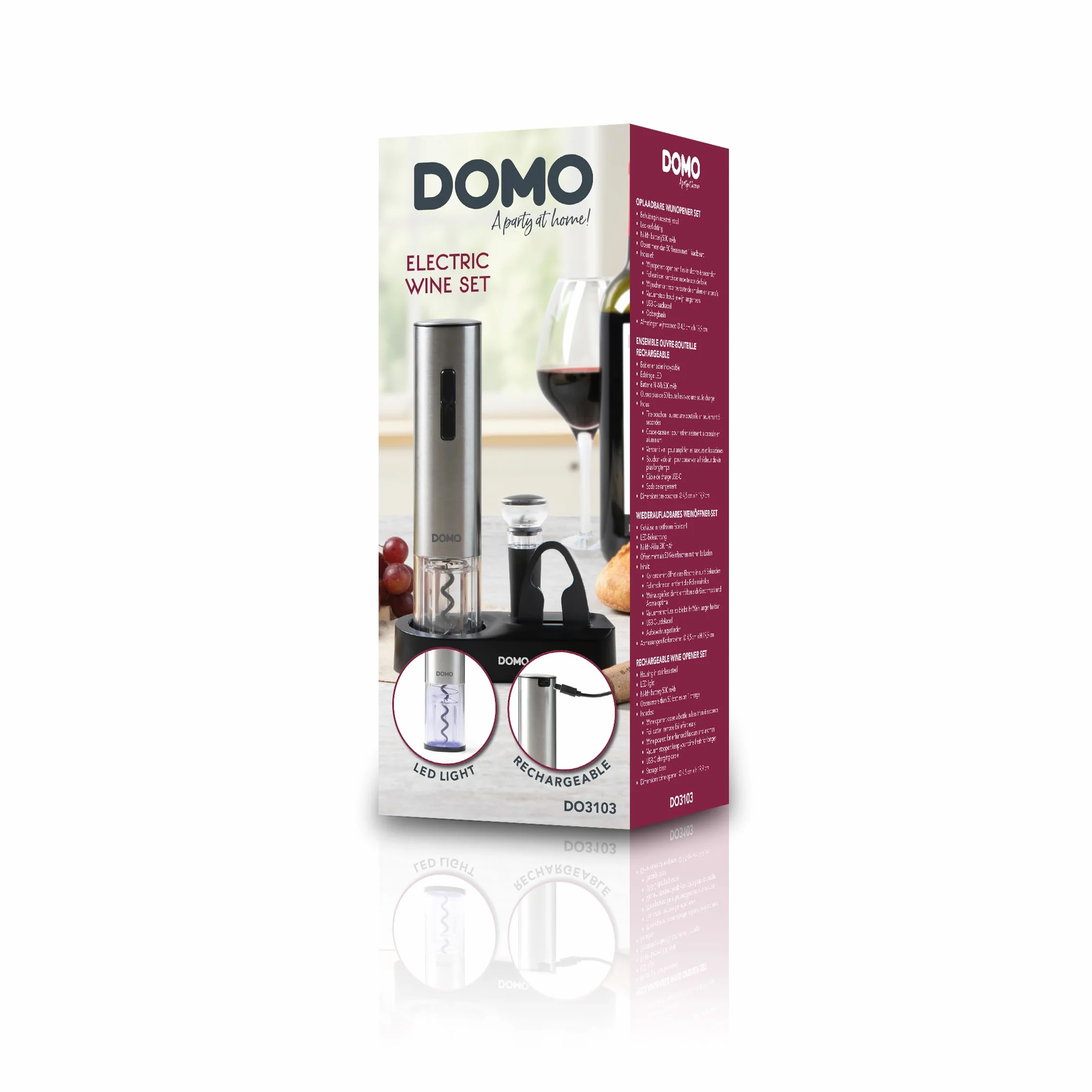 DOMO DO3103 zestaw do otwierania wina LED stal nierdzewna