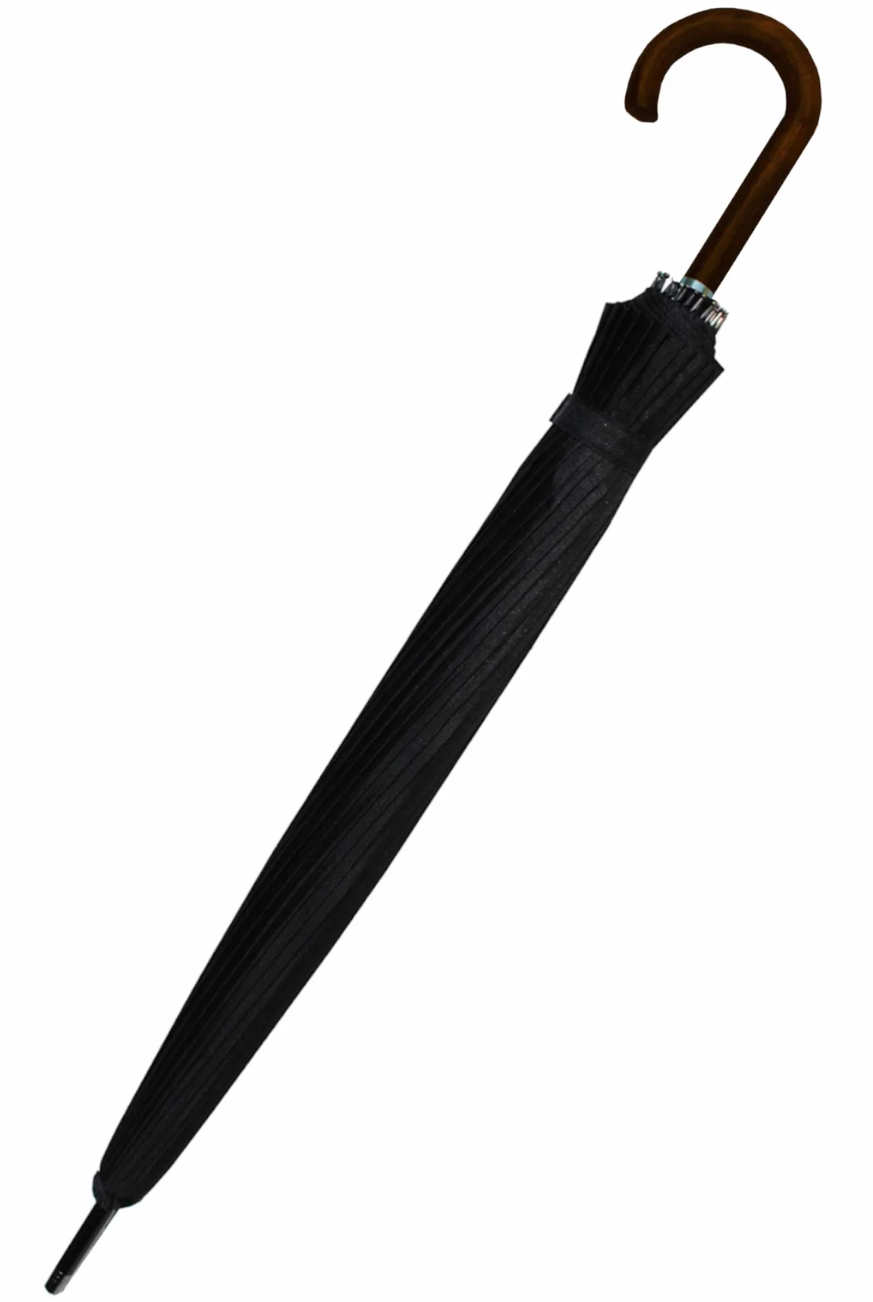 COLLAR AND CUFFS LONDON - Wiatroszczelny parasol z 24 żebrami dla super wytrzymałości - 60 km/h bardzo mocny - potrójna warstwa wzmocniona rama z włókna szklanego - drewniany uchwyt haka -