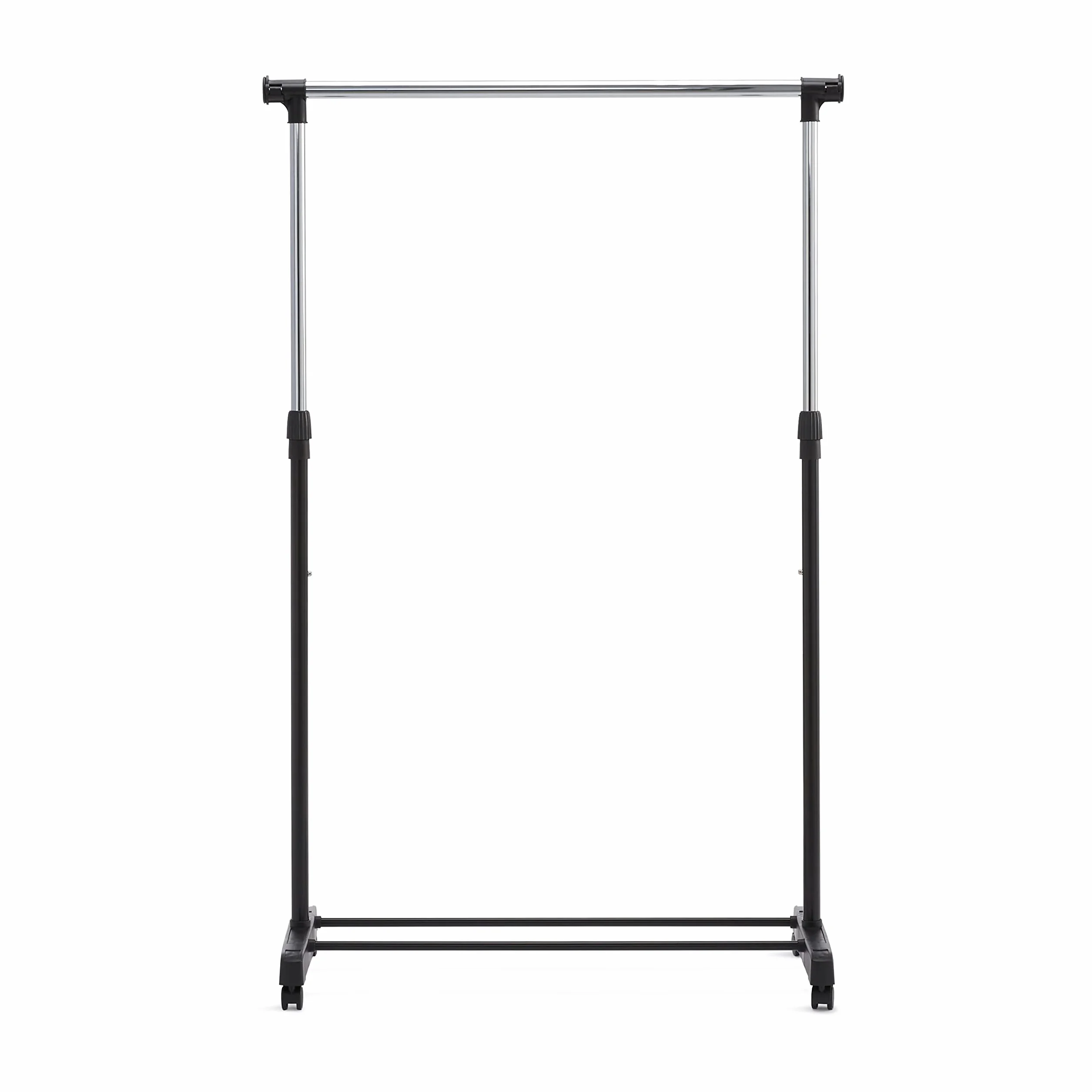 Amazon Basics Drążek na ubrania, z kółkami, 91,5-145 x 42 x 134-161 cm, chrom