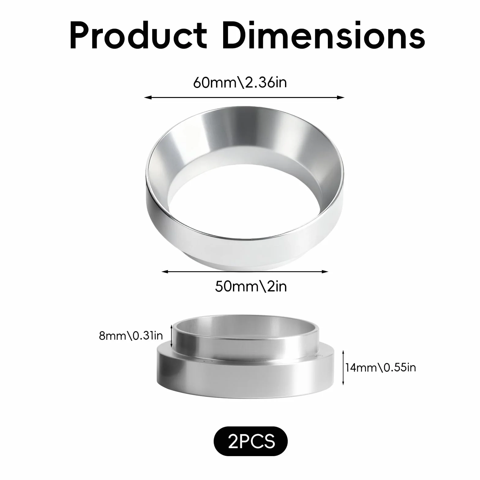 2 szt. 51 mm pierścień dozujący do kawy, 51 mm, magnetyczny lejek dozujący, sitko, pierścień do dozowania kawy, lejek do ekspresu do kawy, lejek do zaparzacza do kawy, dokładne napełnianie