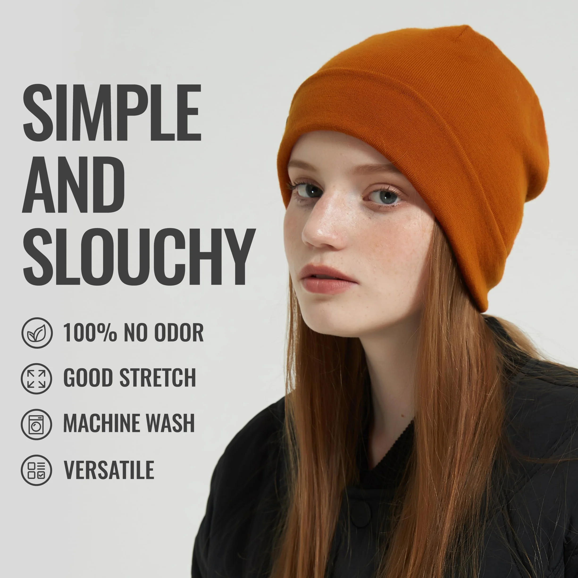 ACUSHLA 100% wełna merynosowa mankietowa czapka dla mężczyzn i kobiet dzianinowa czapka zimowa unisex czapka do zegarka czapka czaszka owijana na zimną pogodę, liść klonowy, rozmiar uniwersalny